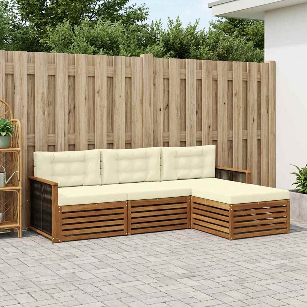 Outdoor-Sofagarnitur Natur und Creme 249 x 162,5 x 73 cm