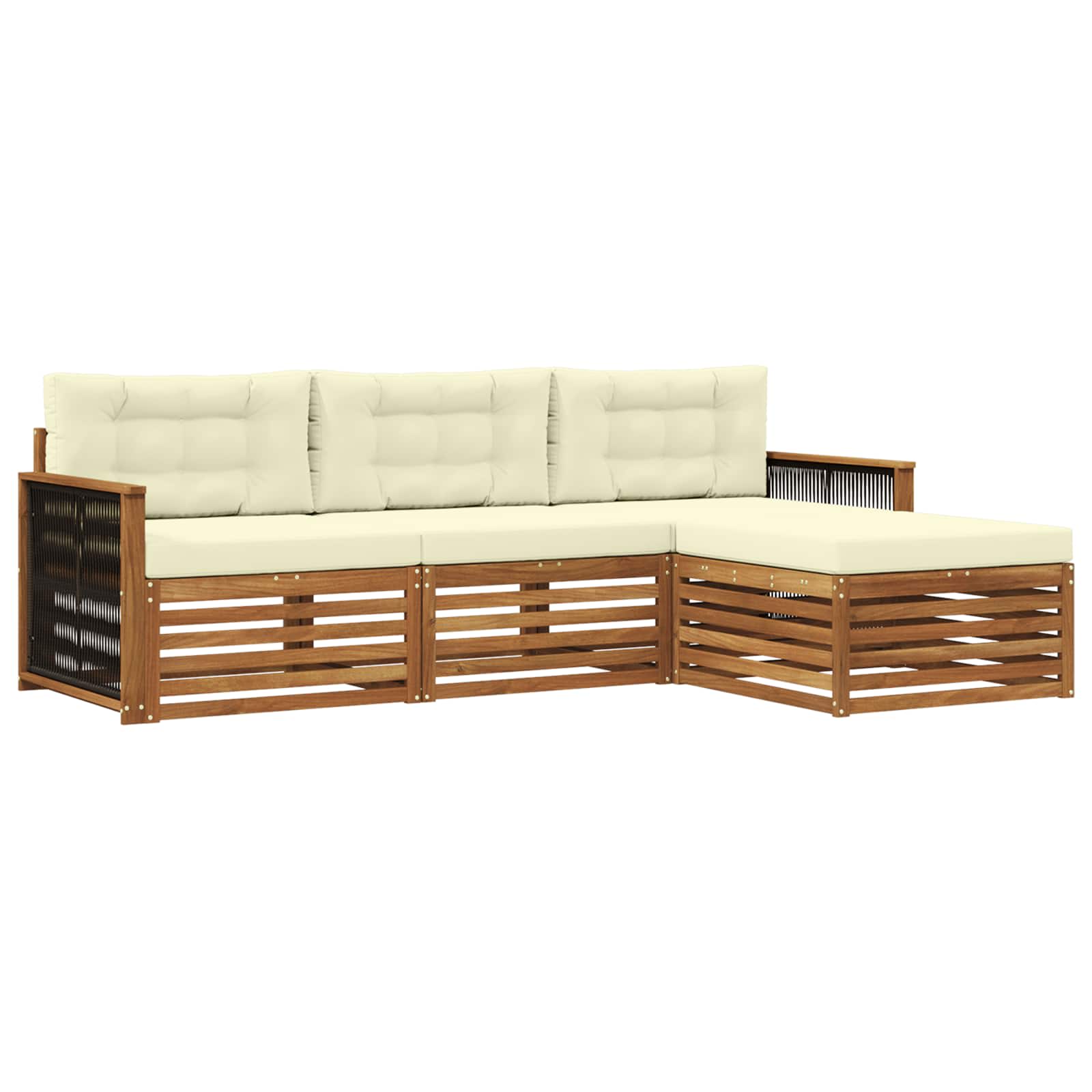 Outdoor-Sofagarnitur Natur und Creme 249 x 162,5 x 73 cm