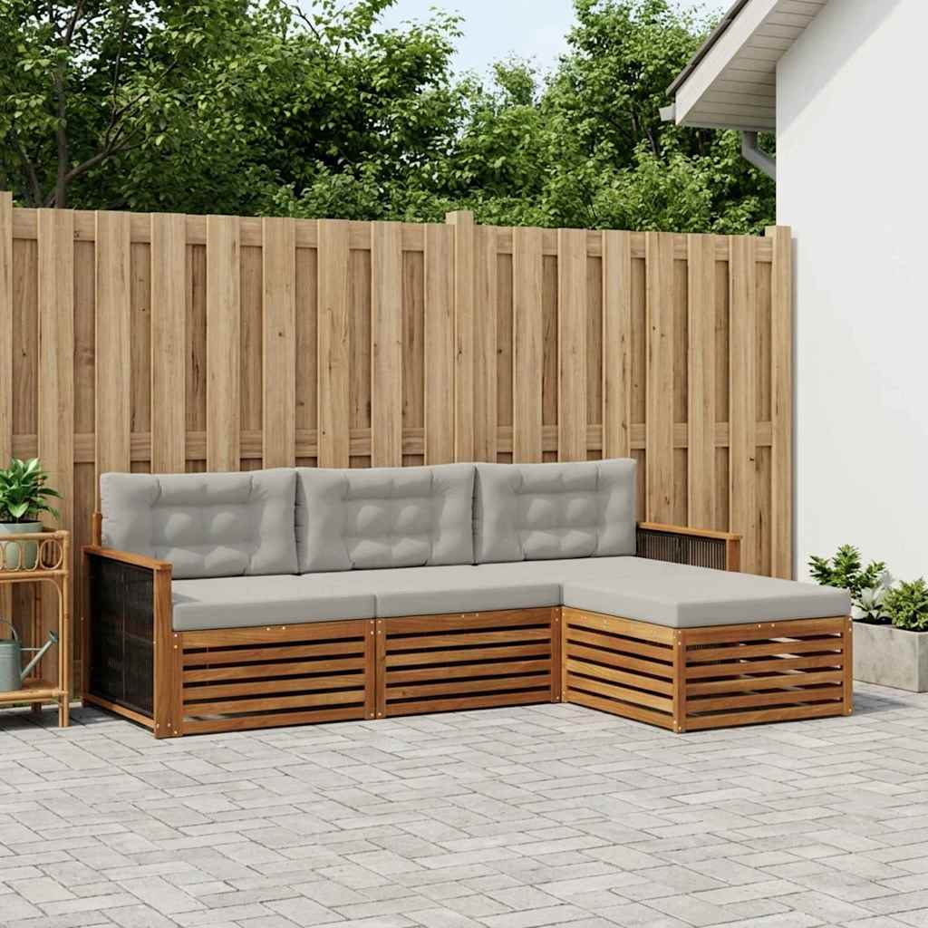Outdoor-Sofagarnitur Natürlich und Hellgrau 249 x 162,5 x 73 cm