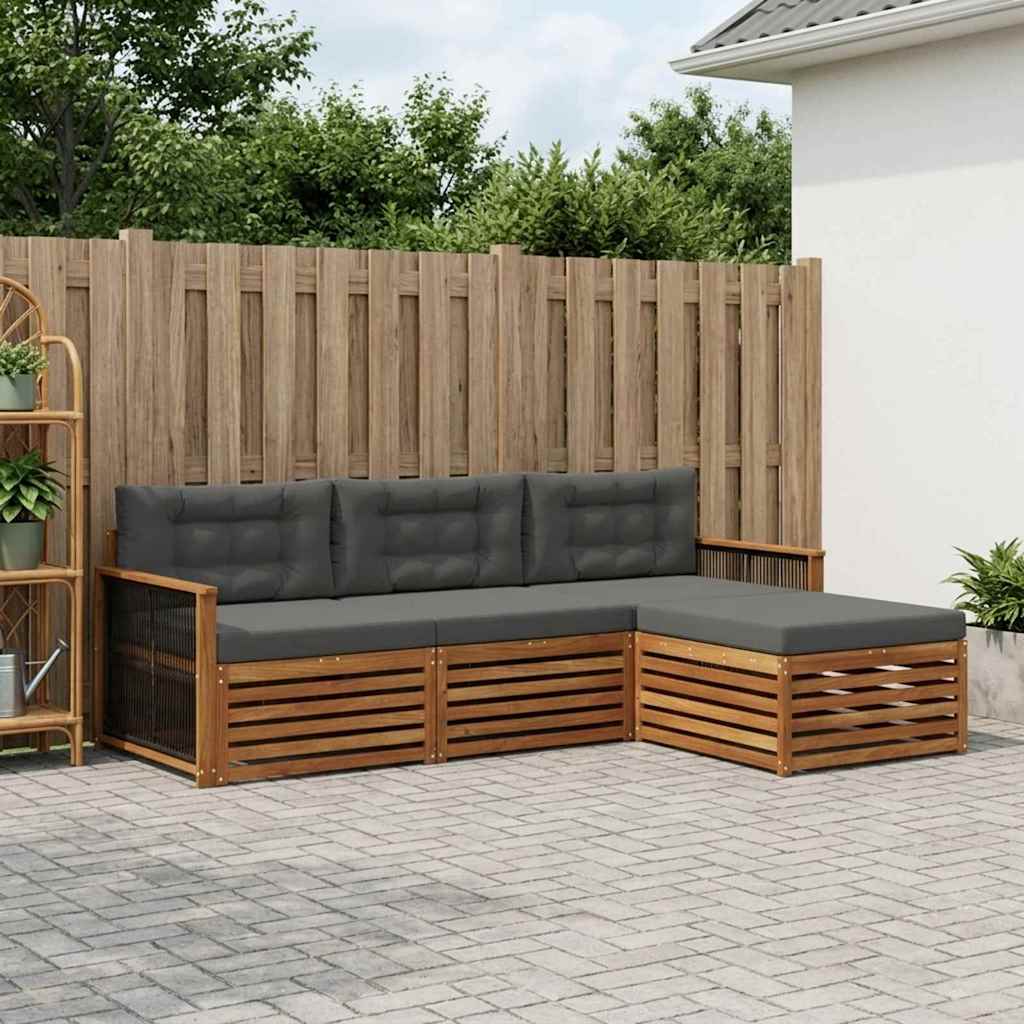 Outdoor-Sofagarnitur Natur und Anthrazit 249 x 162,5 x 73 cm