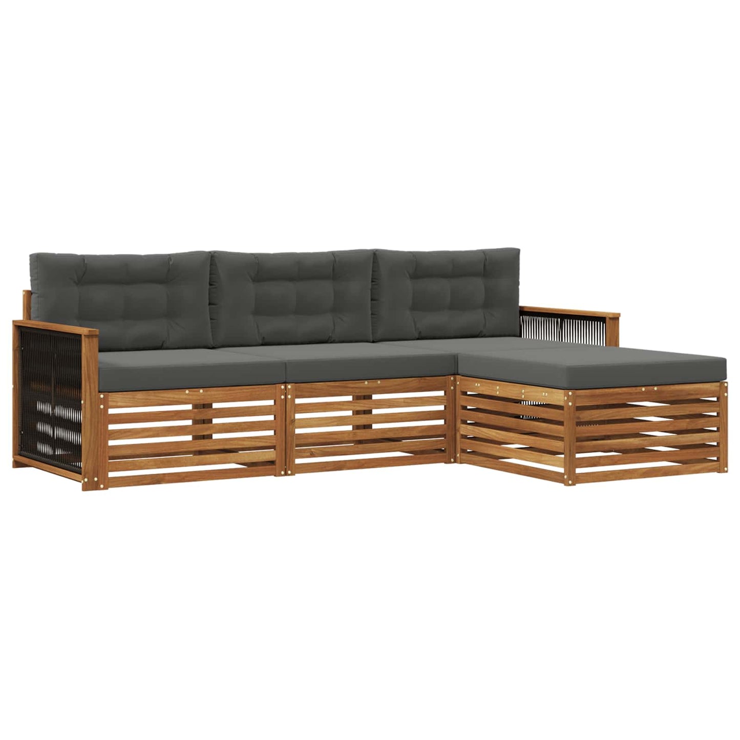 Outdoor-Sofagarnitur Natur und Anthrazit 249 x 162,5 x 73 cm