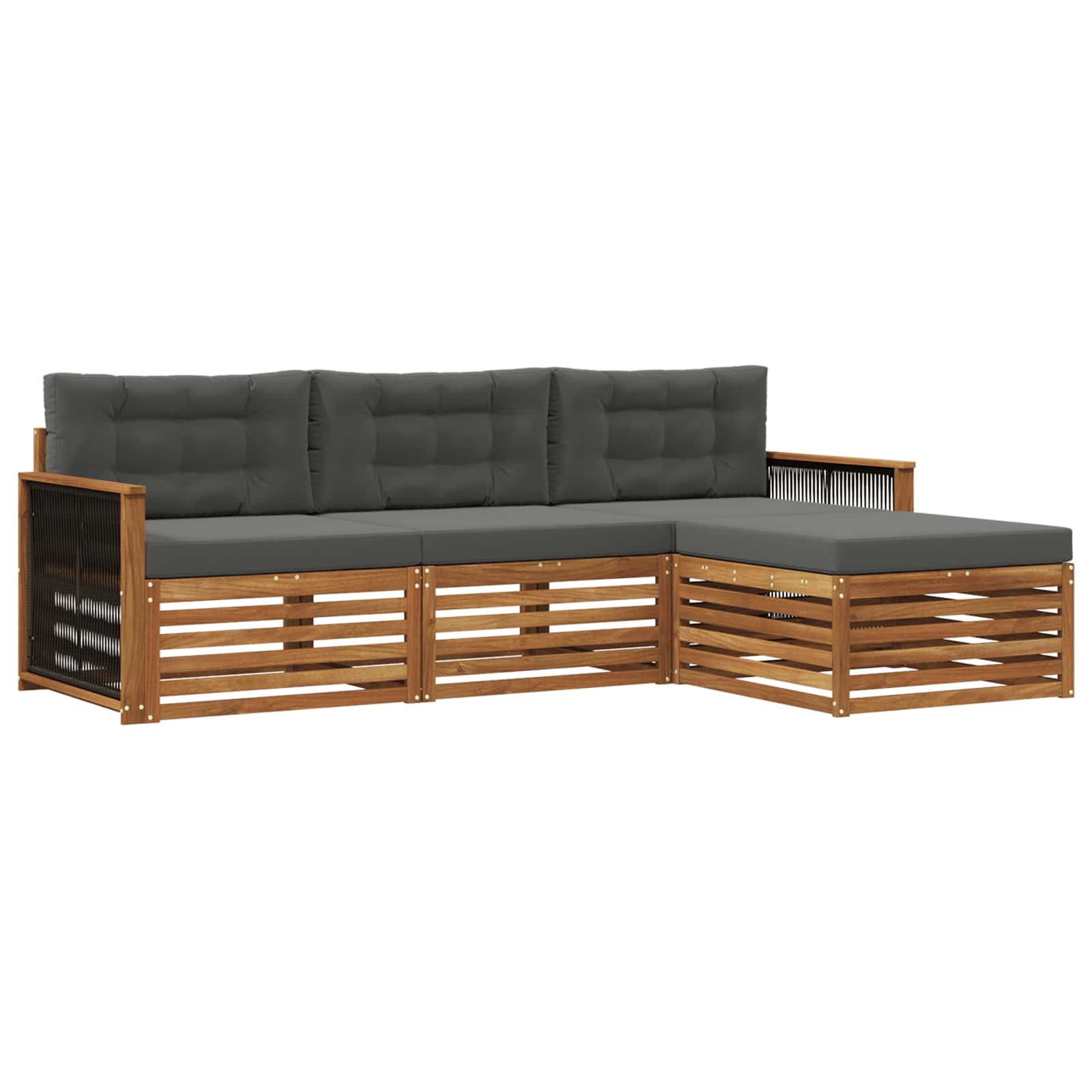 Outdoor-Sofagarnitur Natur und Anthrazit 249 x 162,5 x 73 cm