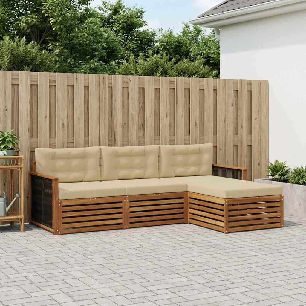 Outdoor-Sofagarnitur Natur und Beige 249 x 162,5 x 73 cm