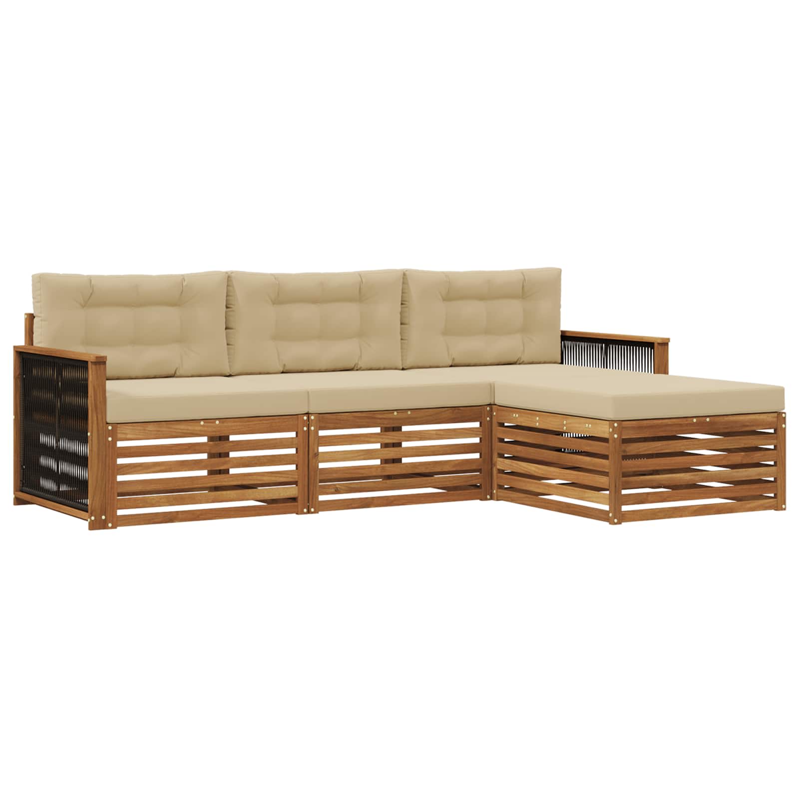 Outdoor-Sofagarnitur Natur und Beige 249 x 162,5 x 73 cm