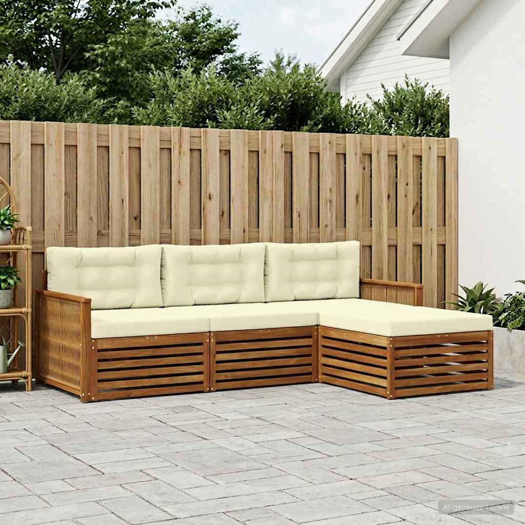 Outdoor-Sofagarnitur Natur und Creme 249 x 162,5 x 73 cm