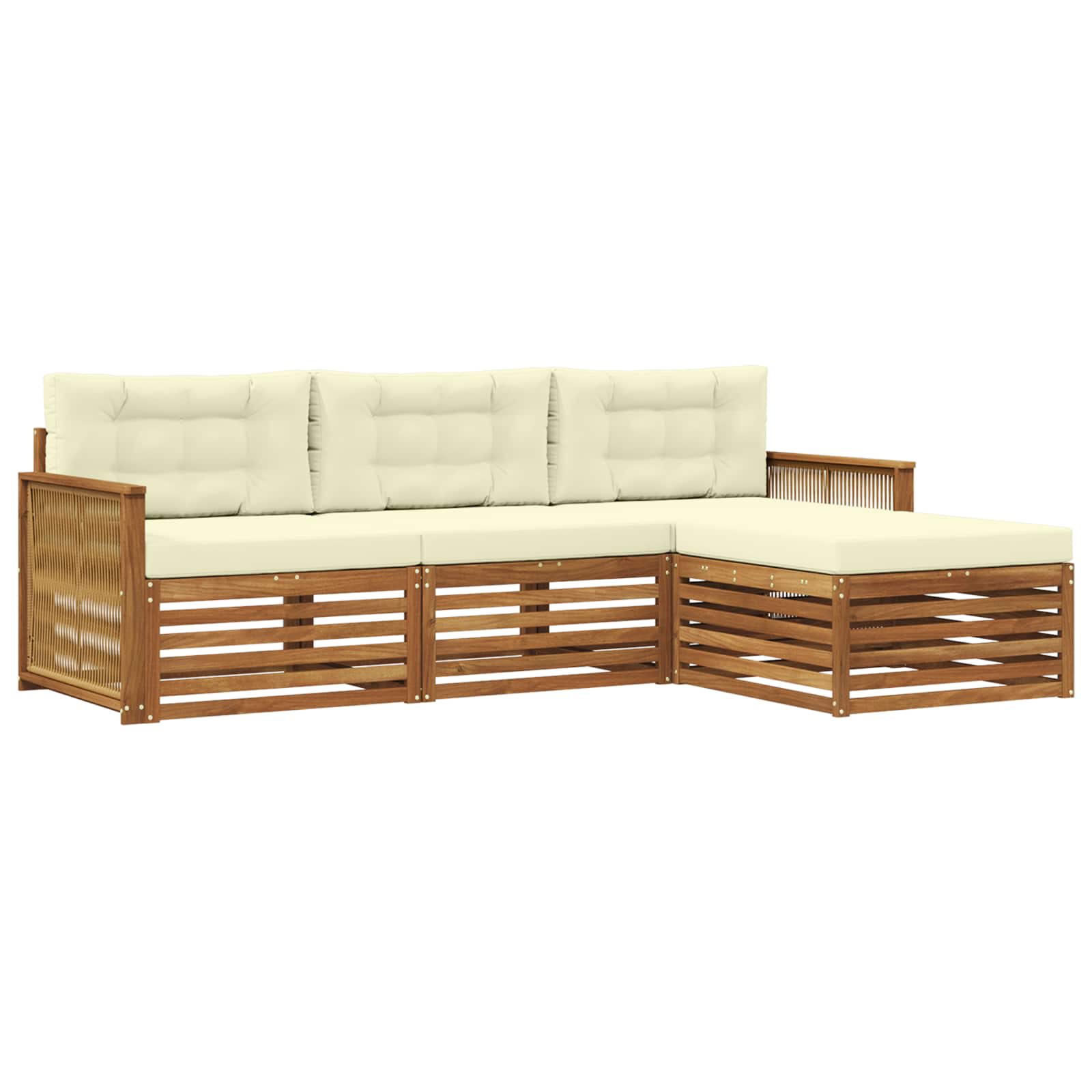 Outdoor-Sofagarnitur Natur und Creme 249 x 162,5 x 73 cm