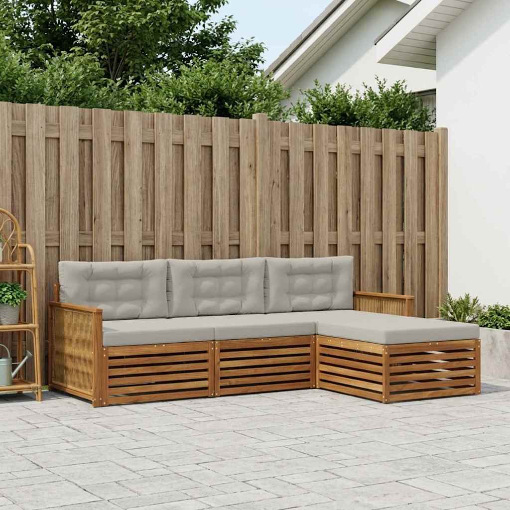 Outdoor-Sofagarnitur Natürlich und Hellgrau 249 x 162,5 x 73 cm