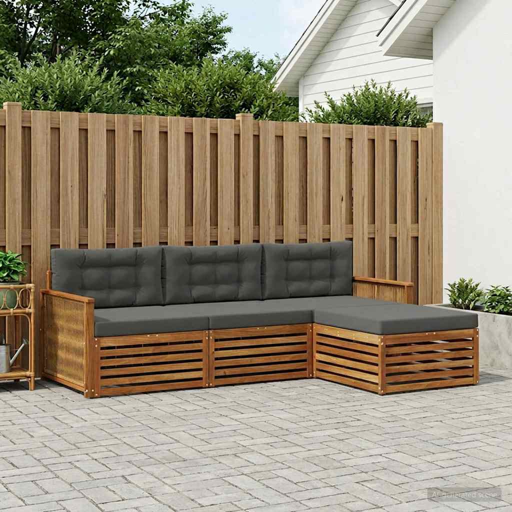 Outdoor-Sofagarnitur Natur und Anthrazit 249 x 162,5 x 73 cm