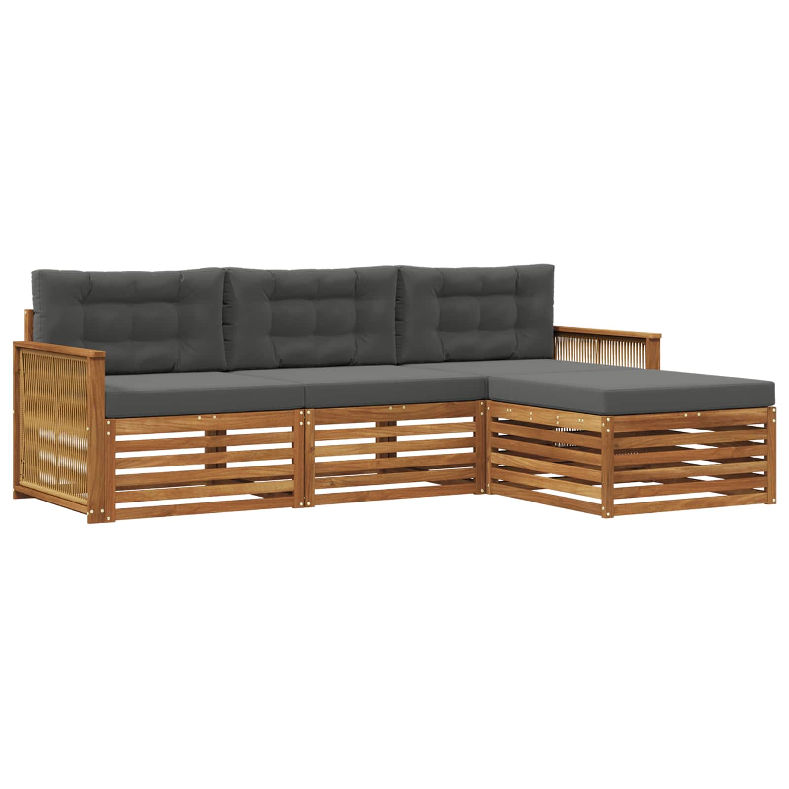 Outdoor-Sofagarnitur Natur und Anthrazit 249 x 162,5 x 73 cm