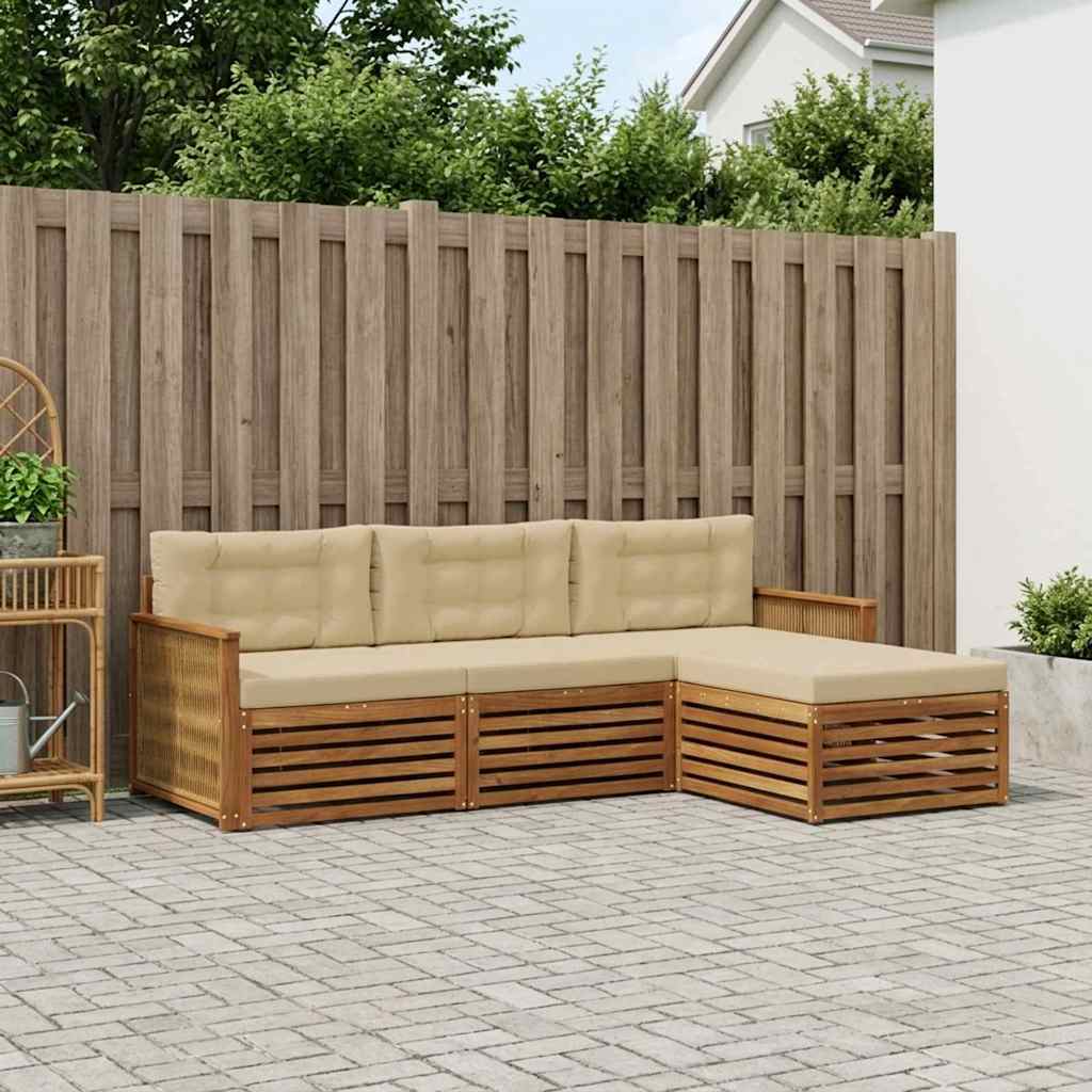 Outdoor-Sofagarnitur Natur und Beige 249 x 162,5 x 73 cm