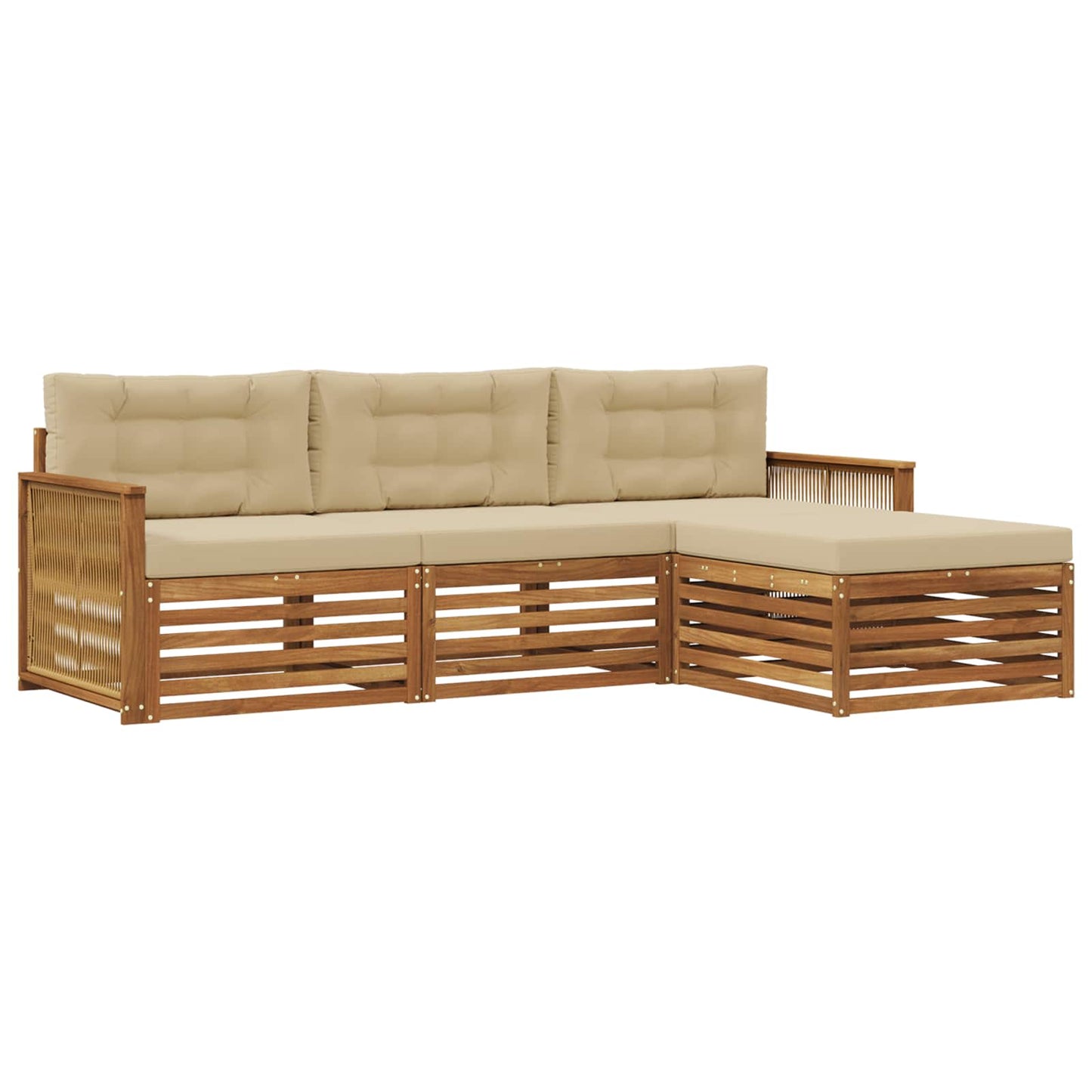 Outdoor-Sofagarnitur Natur und Beige 249 x 162,5 x 73 cm