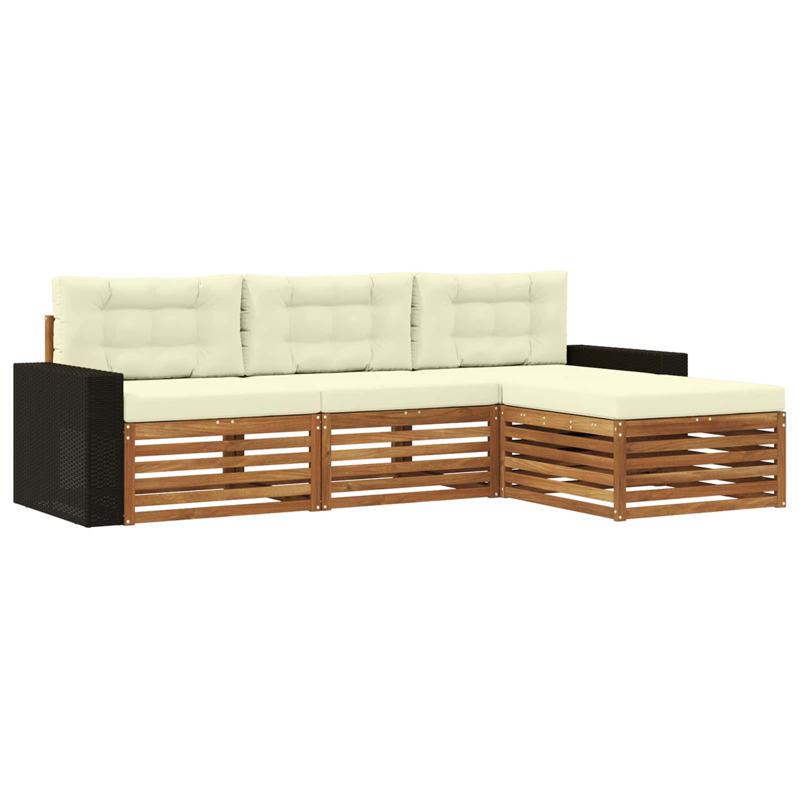Outdoor-Sofagarnitur 4 stk. Natur und Creme Polyester