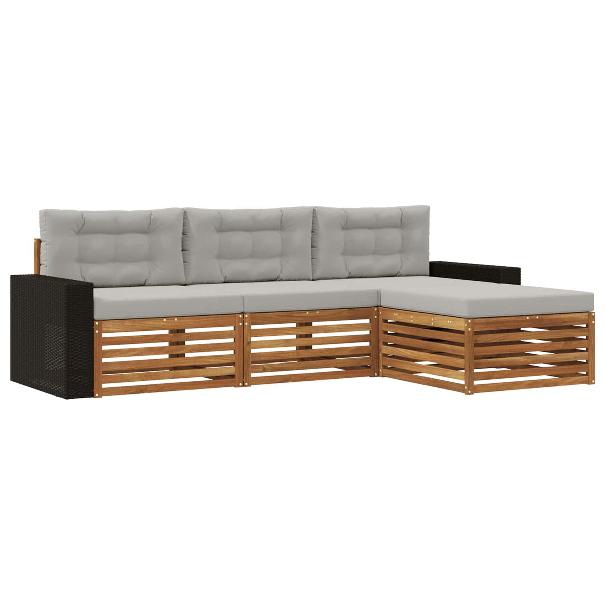 Outdoor-Sofagarnitur 4 stk. Natur und Hellgrau Polyester