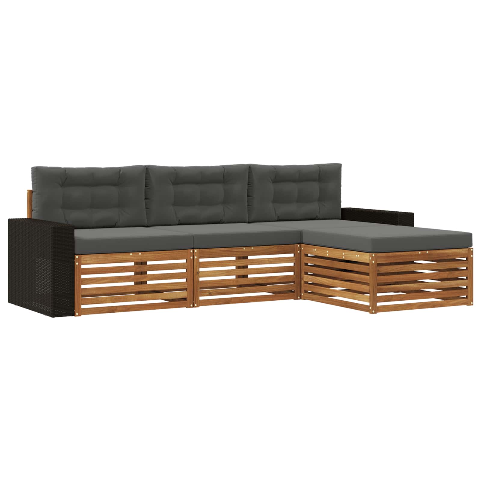 Outdoor-Sofagarnitur 4 pcs Natur und Anthrazit Polyester