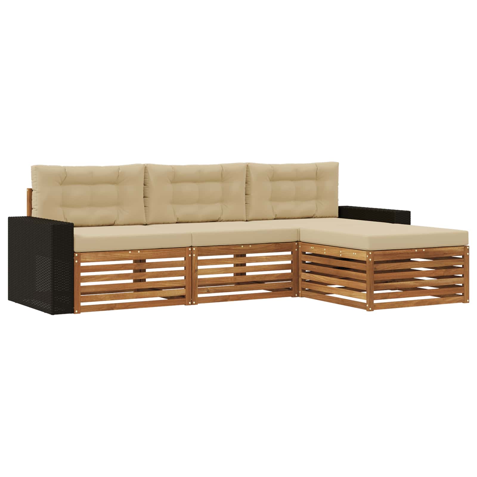 Outdoor-Sofagarnitur 4 stk. Natur und Beige Polyester