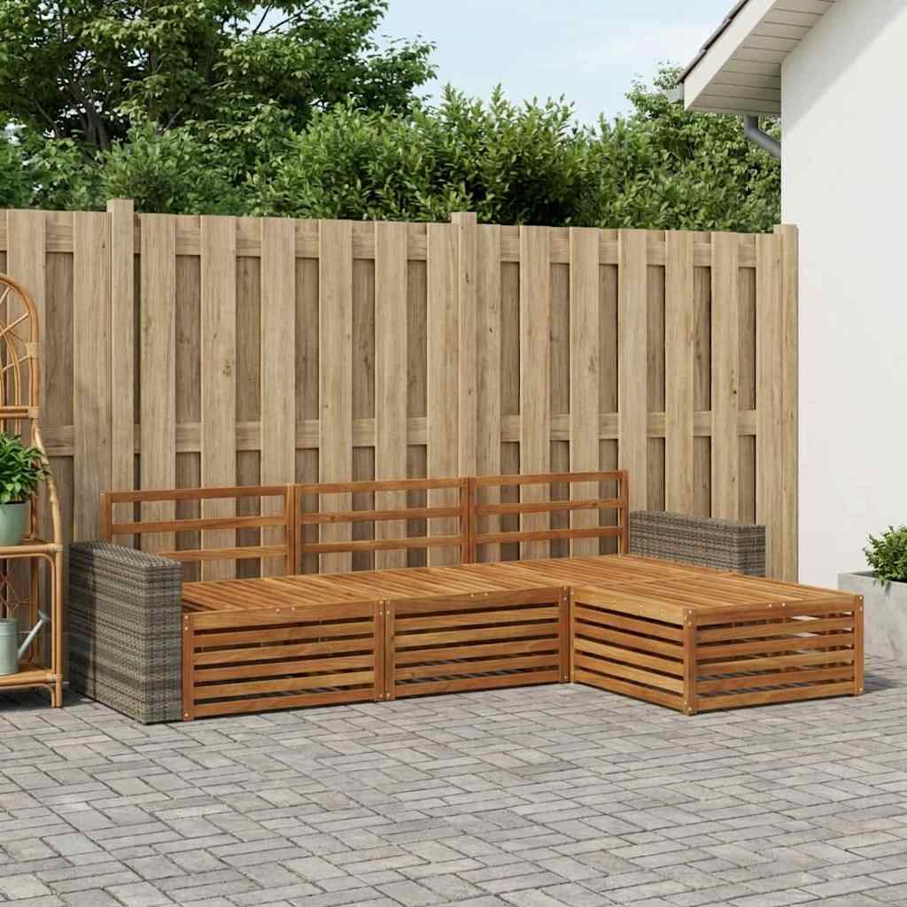 Outdoor-Sofagarnitur 4 pcs Natur Massivholz Akazie