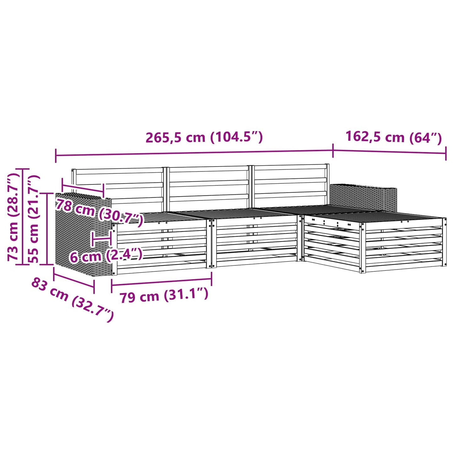 Outdoor-Sofagarnitur 4 pcs Natur Massivholz Akazie