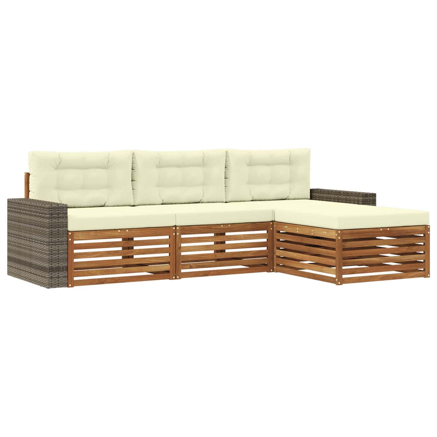 Outdoor-Sofagarnitur 4 stk. Natur und Creme Polyester