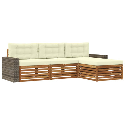 Outdoor-Sofagarnitur 4 stk. Natur und Creme Polyester
