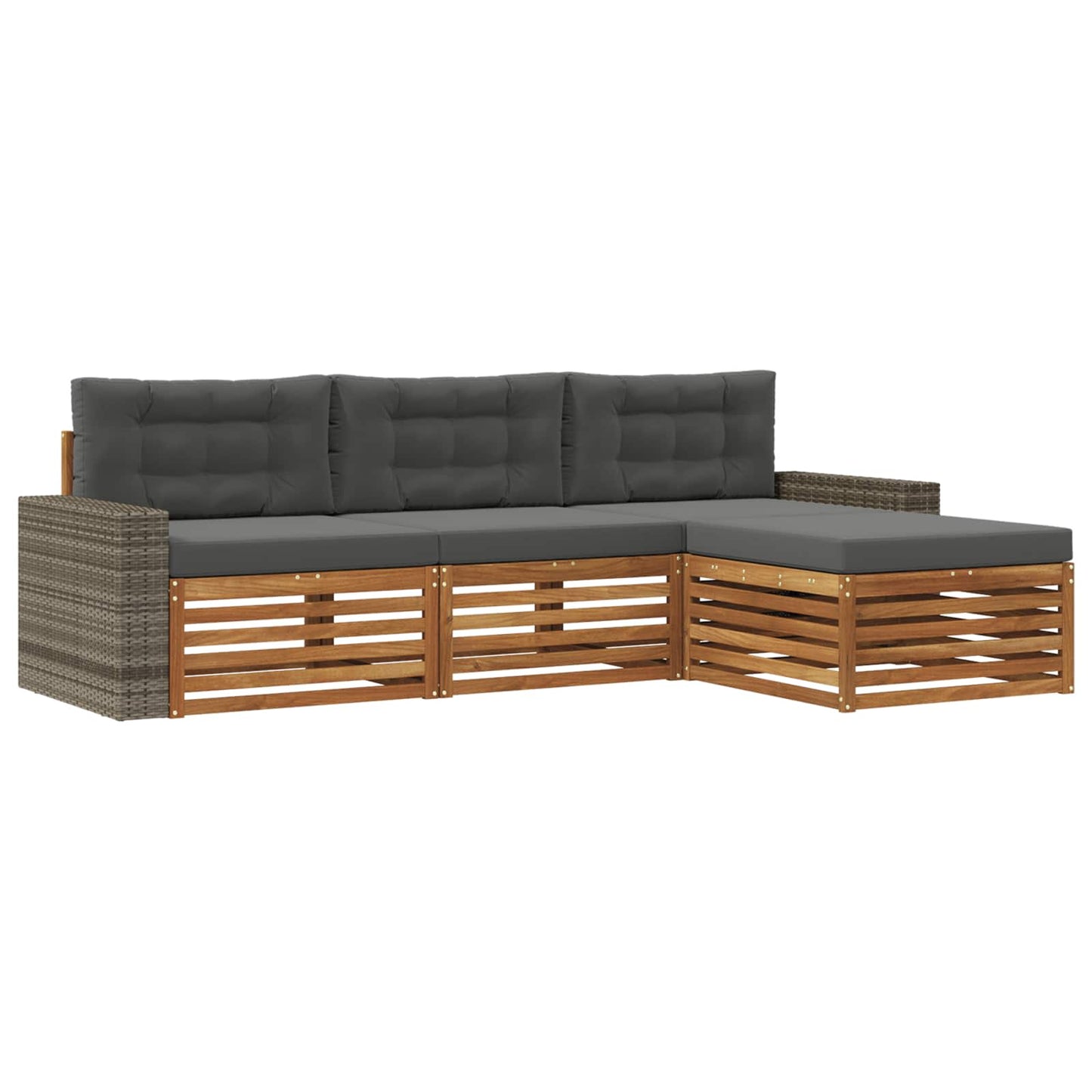 Outdoor-Sofagarnitur 4 pcs Natur und Anthrazit Polyester