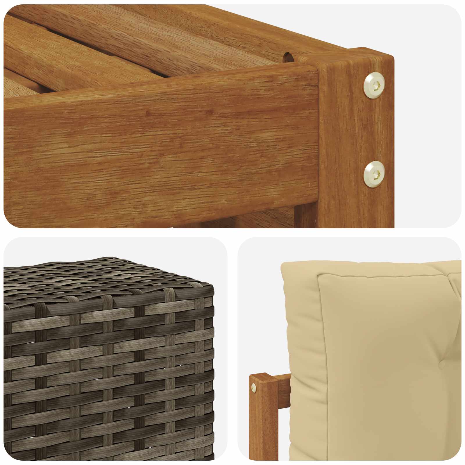 Outdoor-Sofagarnitur 4 stk. Natur und Beige Polyester