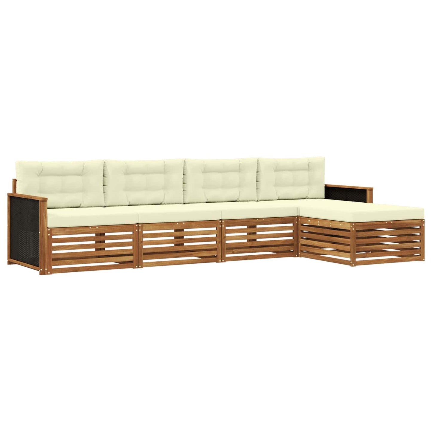 Outdoor-Sofagarnitur mit Kissen 5 pcs Natur und Creme Polyester