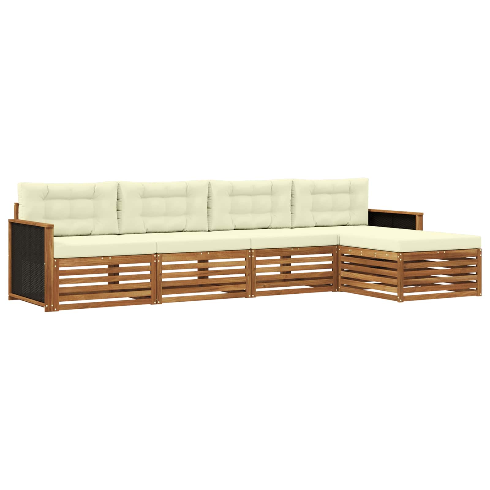 Outdoor-Sofagarnitur mit Kissen 5 pcs Natur und Creme Polyester