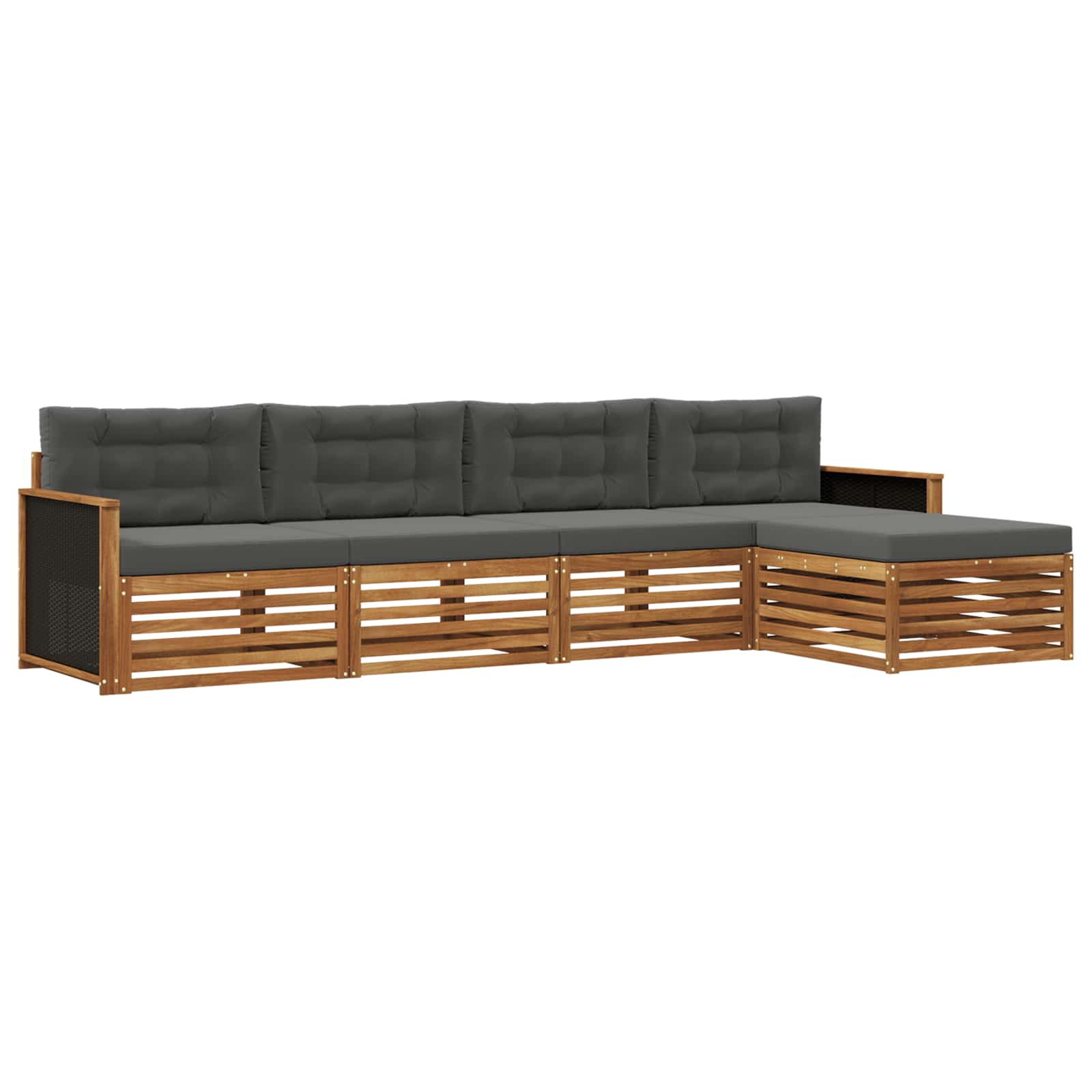 Outdoor-Sofagarnitur 5 pcs Natur und Anthrazit Polyester