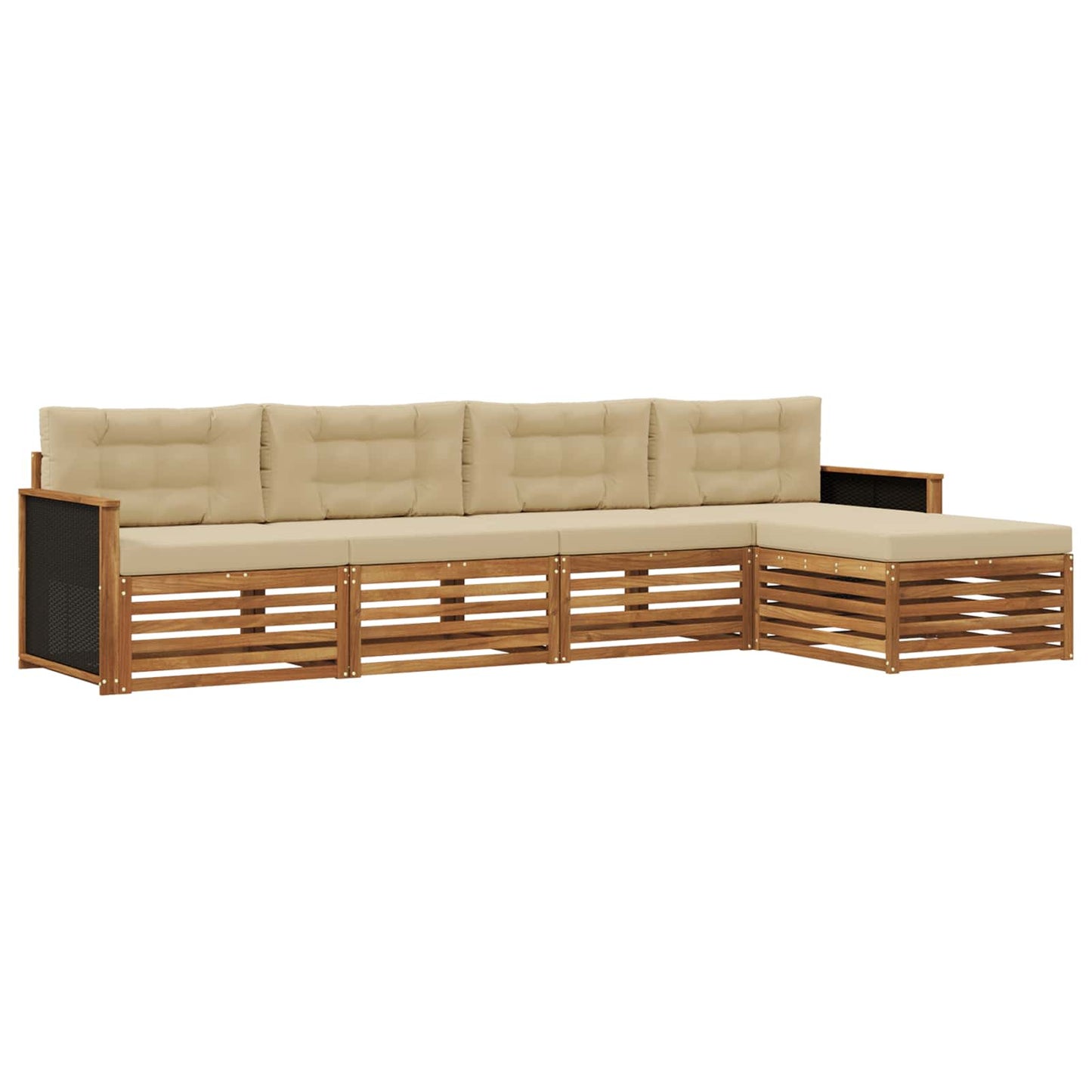 Outdoor-Sofagarnitur mit Kissen 5 pcs Natur und Beige Polyester