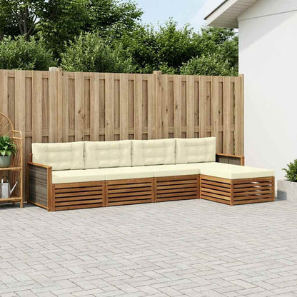 Outdoor-Sofagarnitur 5 stk. Natur und Creme