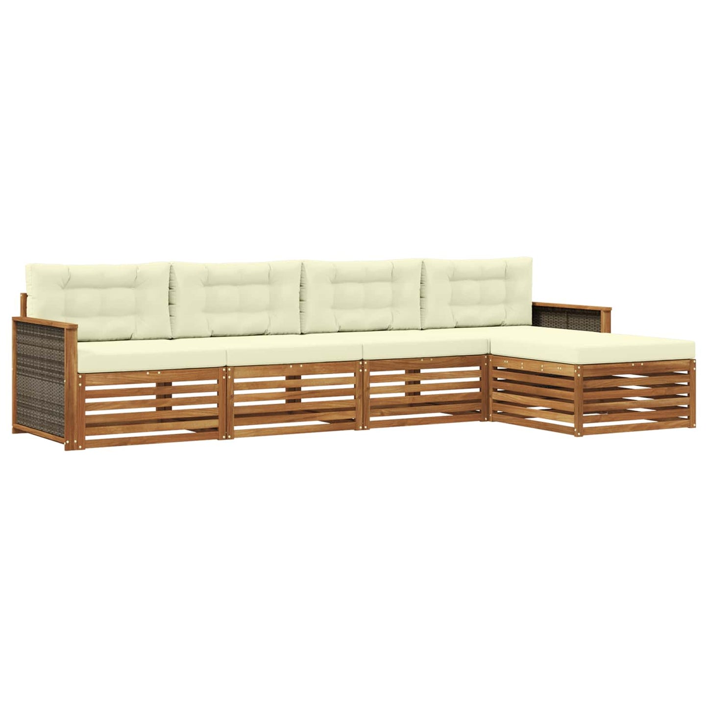 Outdoor-Sofagarnitur 5 stk. Natur und Creme