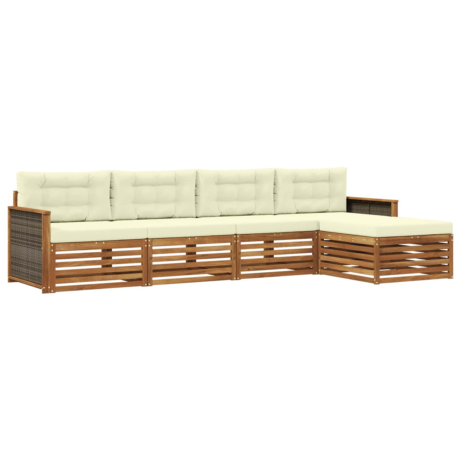 Outdoor-Sofagarnitur 5 stk. Natur und Creme