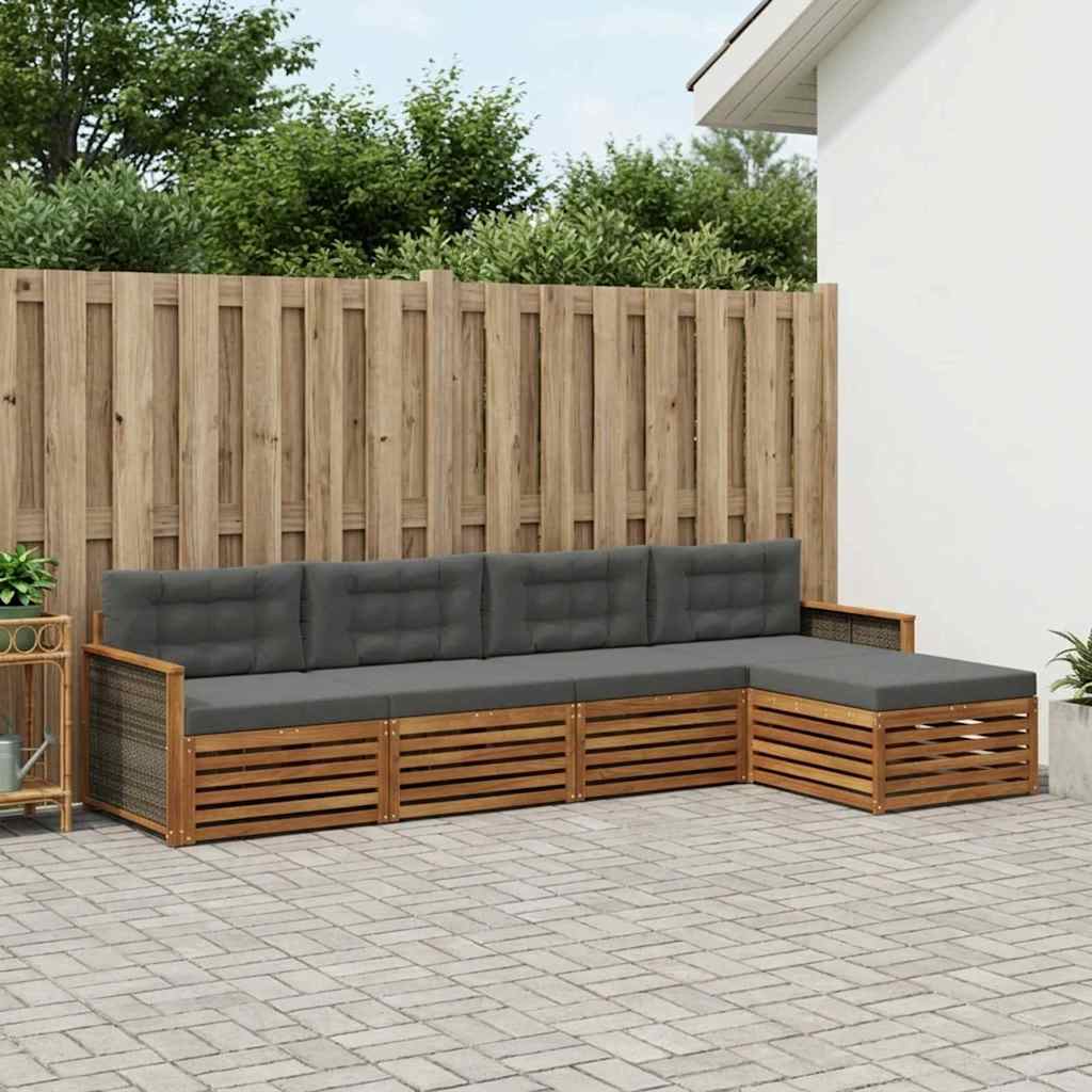 Outdoor-Sofagarnitur 5 stk. Natur und Anthrazit