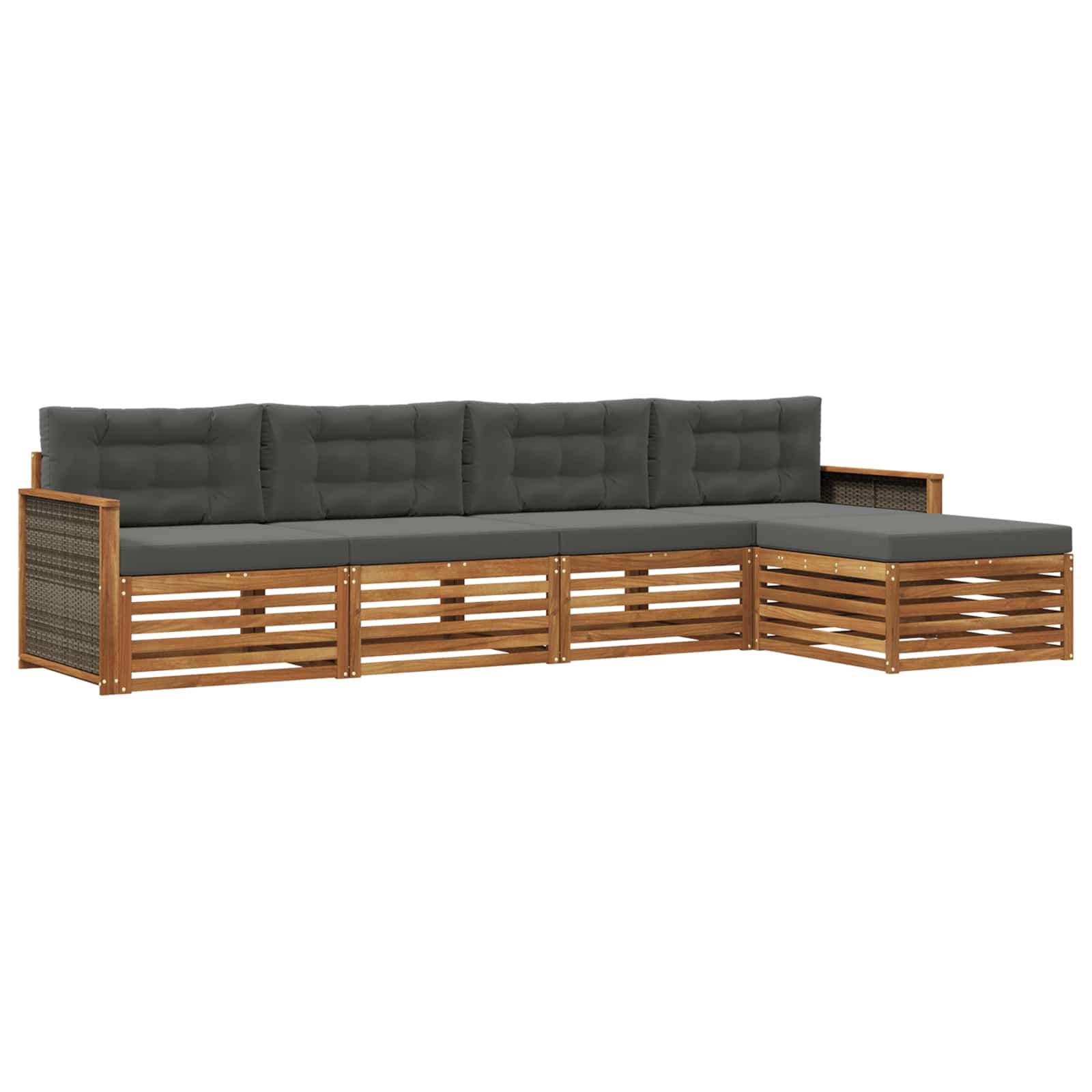 Outdoor-Sofagarnitur 5 stk. Natur und Anthrazit