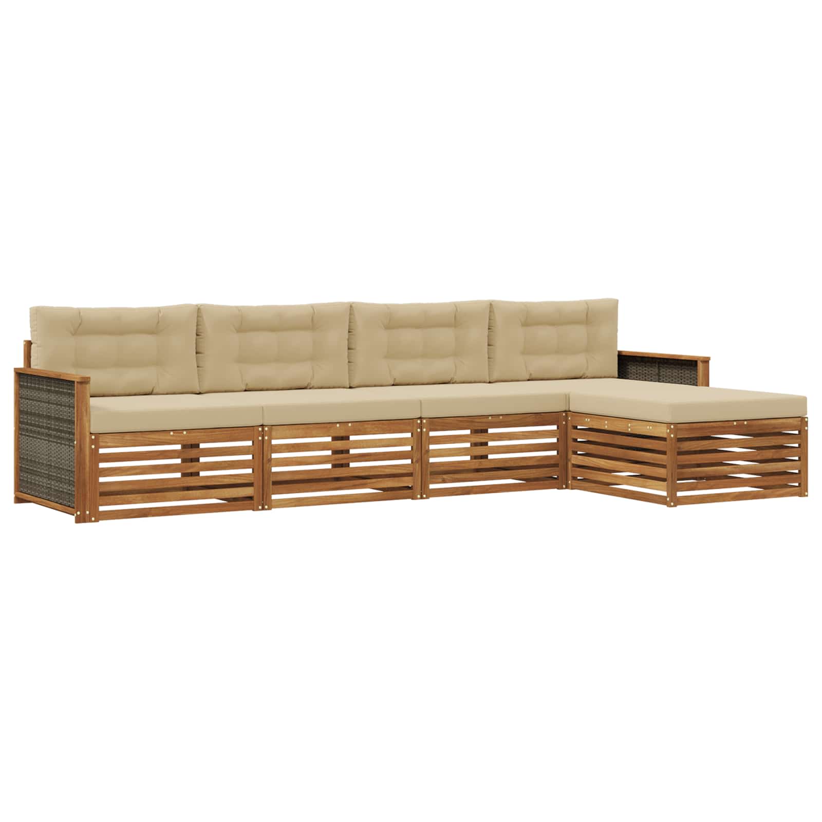 Outdoor-Sofagarnitur mit Kissen 5 pcs Natur und Beige