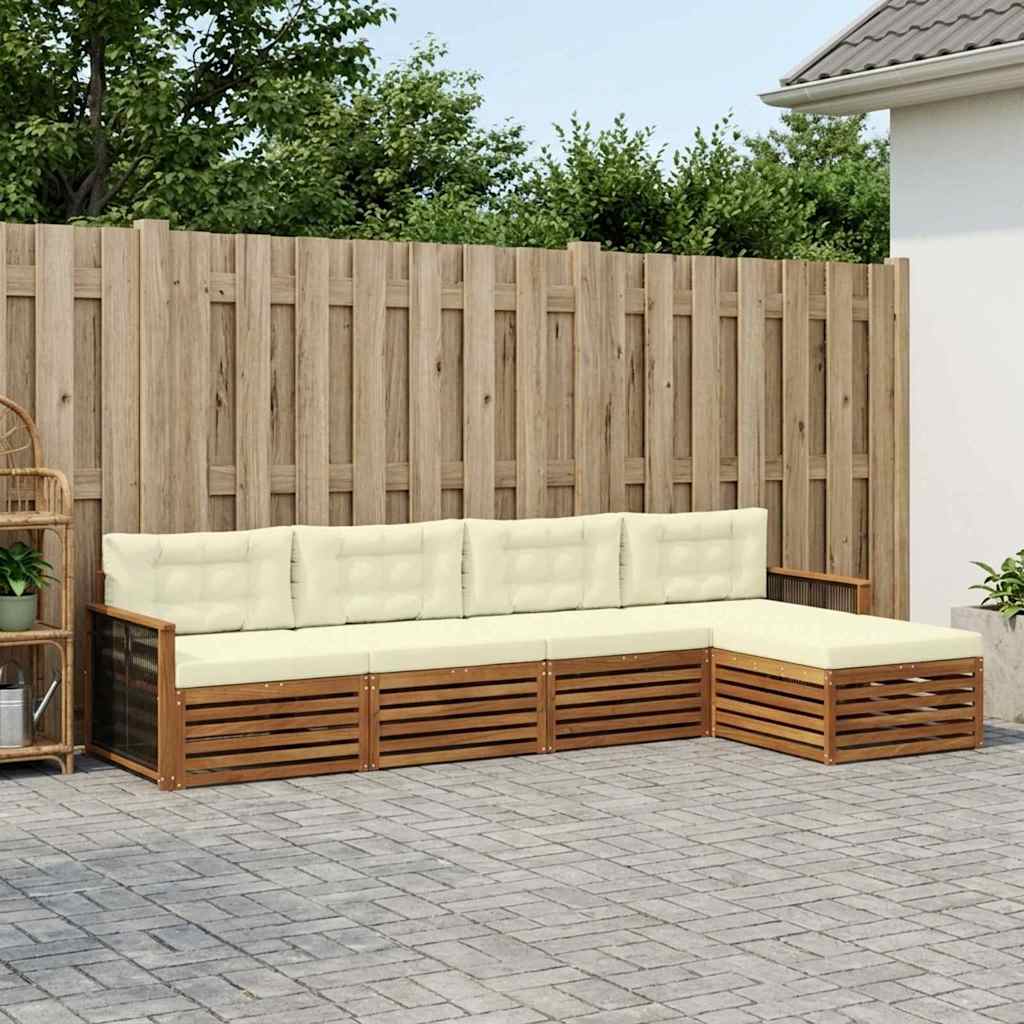 Outdoor-Sofagarnitur 5 stk. Natur und Creme