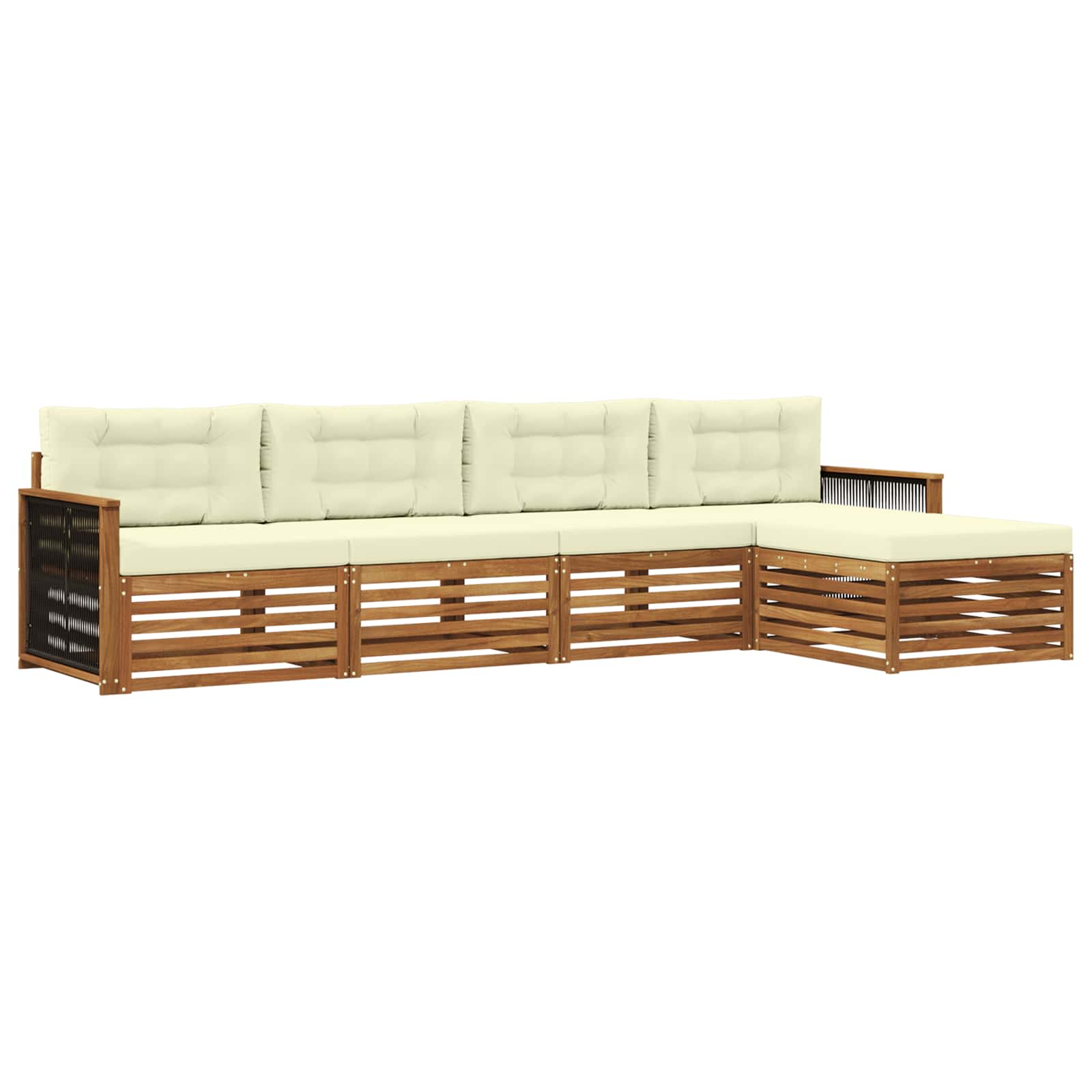 Outdoor-Sofagarnitur 5 stk. Natur und Creme