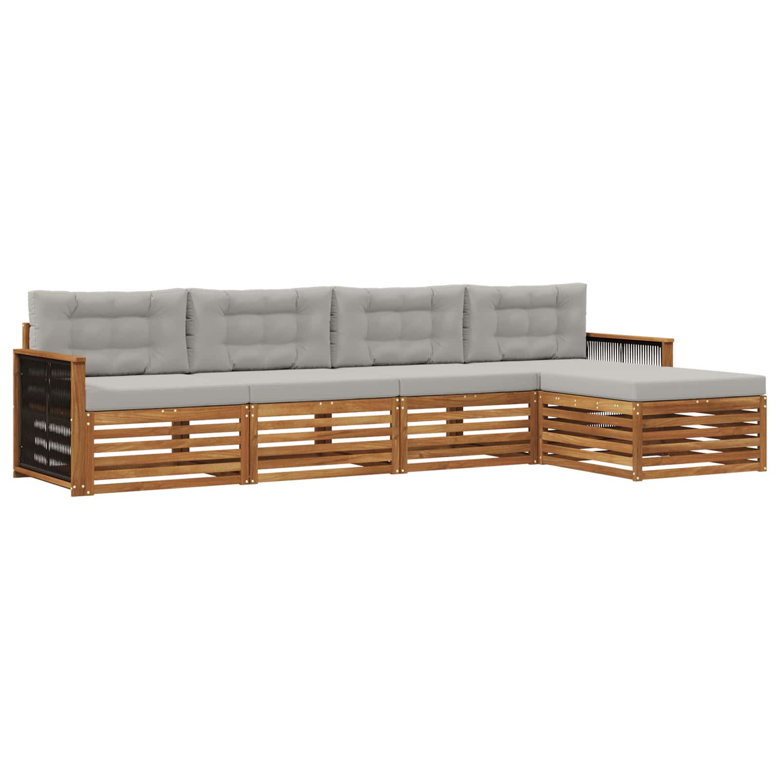 Outdoor-Sofagarnitur mit Kissen 5 pcs Natürlich und Hellgrau