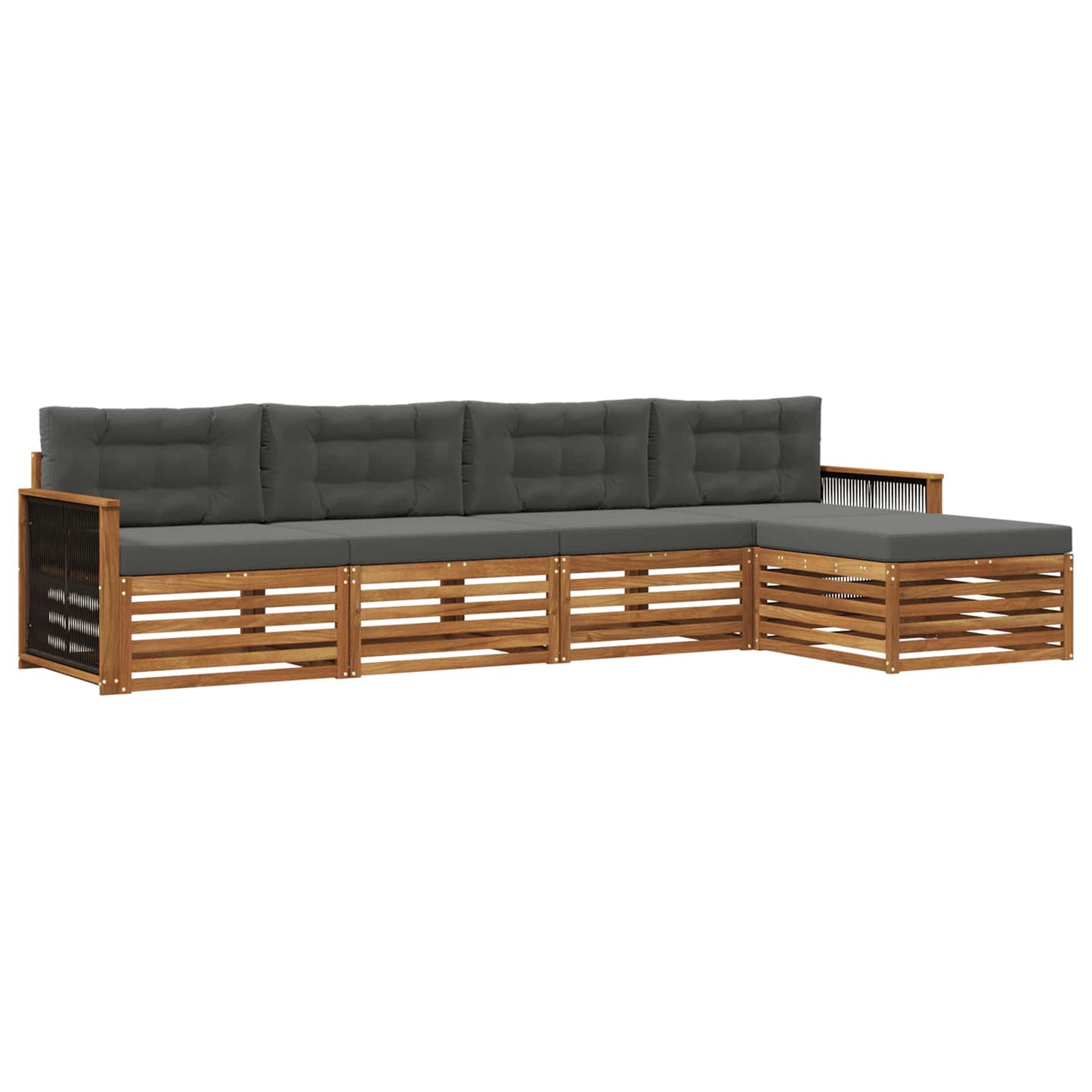 Outdoor-Sofagarnitur mit Kissen 5 pcs Natur und Anthrazit
