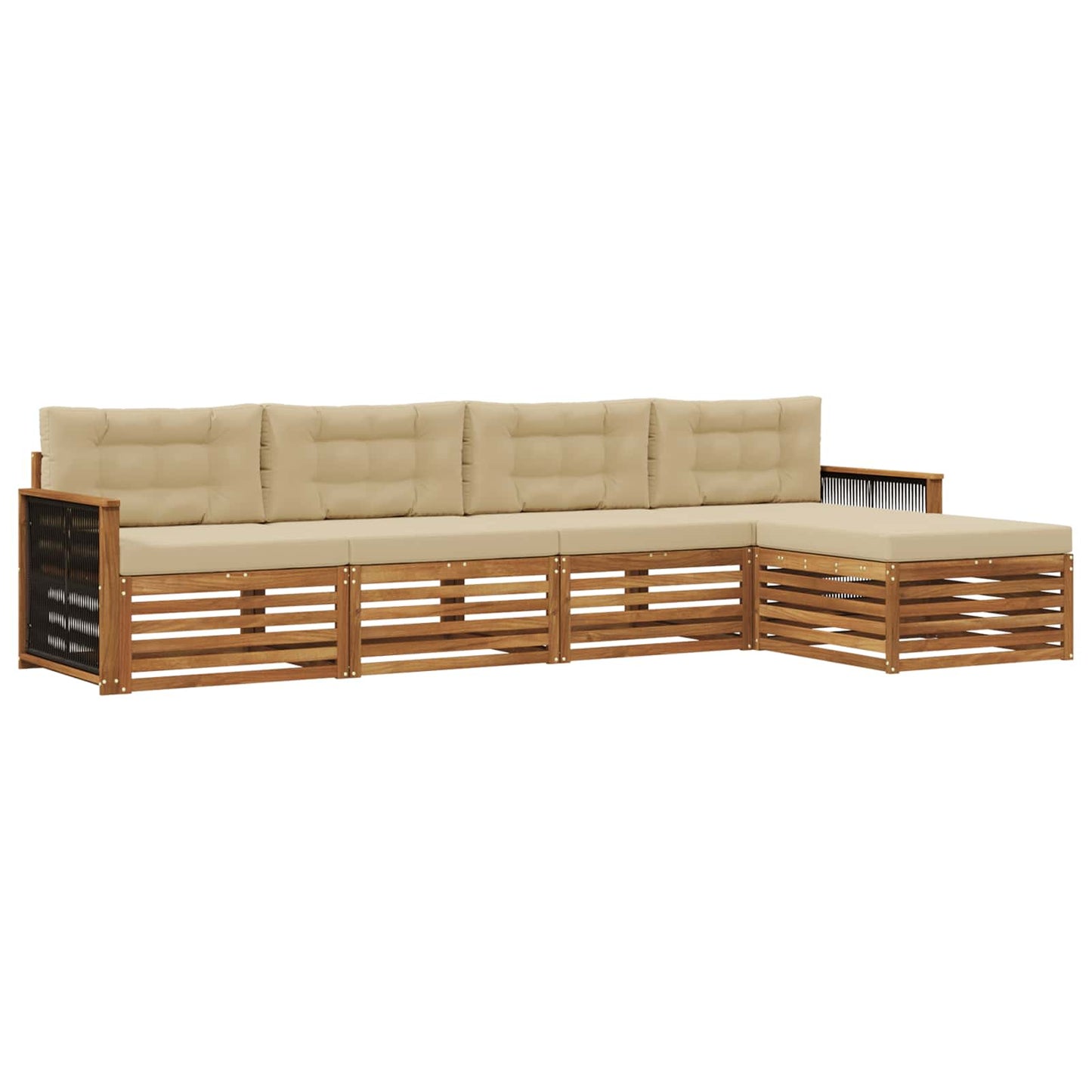 Outdoor-Sofagarnitur mit Kissen 5 pcs Natur und Beige