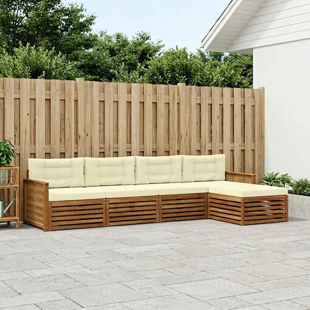 Outdoor-Sofagarnitur 5 stk. Natur und Creme