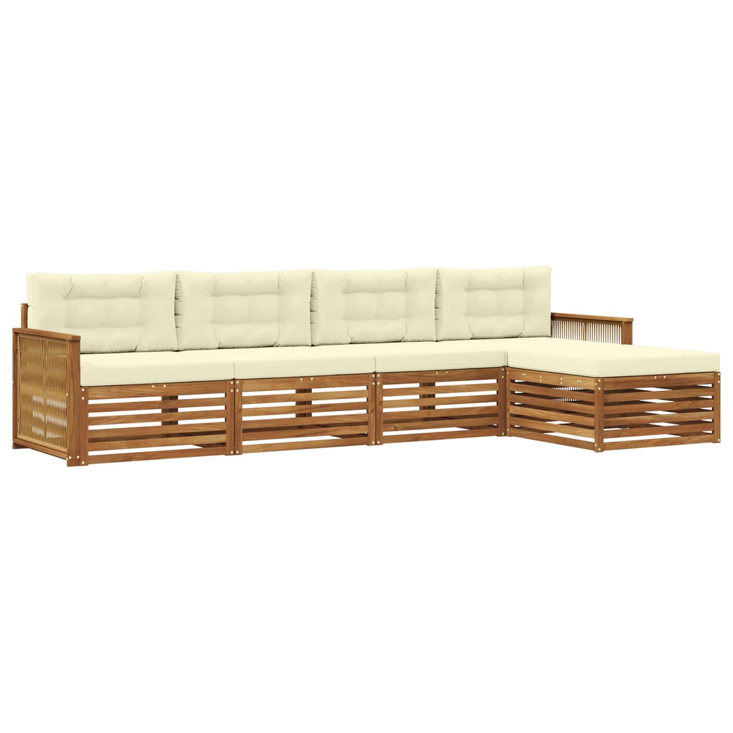 Outdoor-Sofagarnitur 5 stk. Natur und Creme