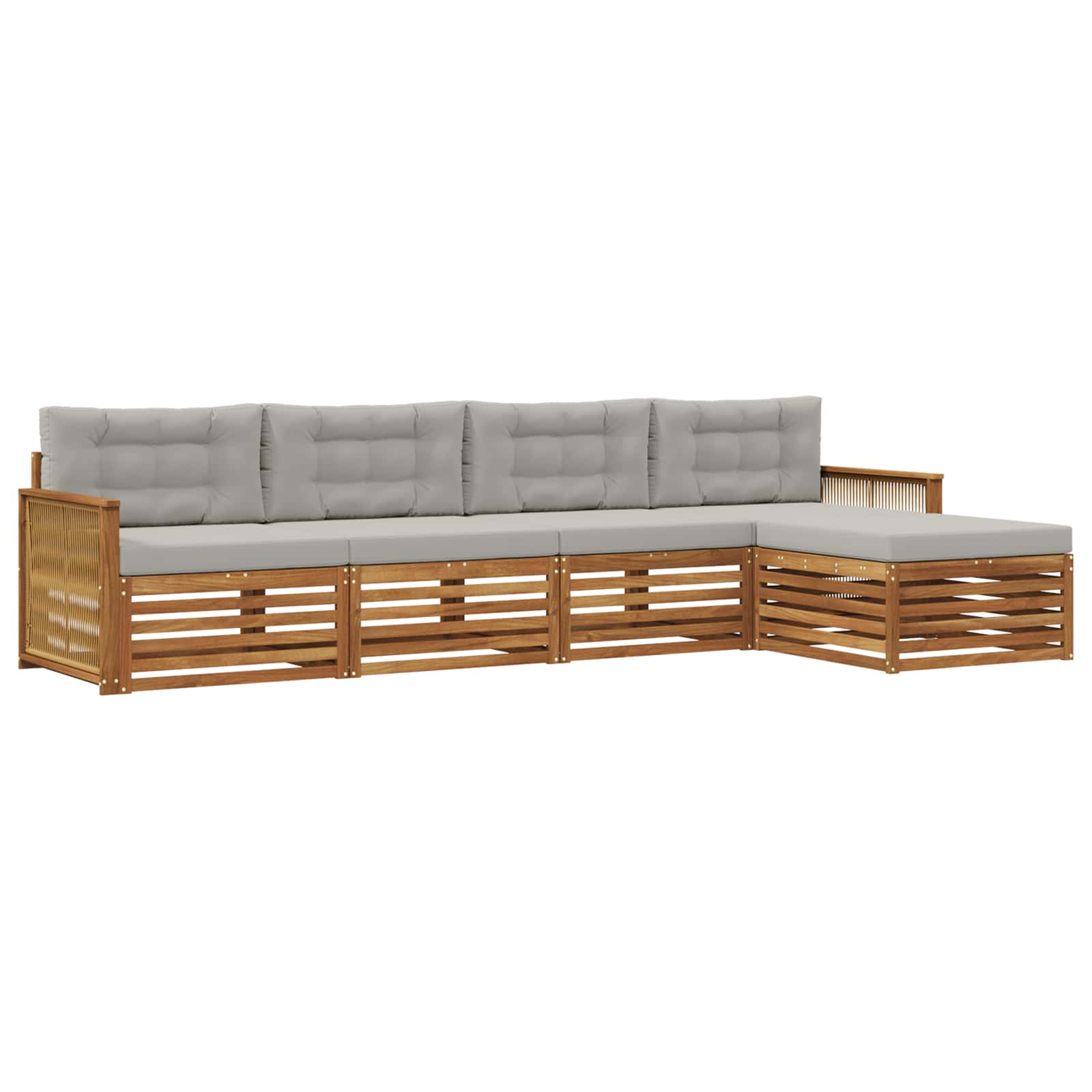 Outdoor-Sofagarnitur mit Kissen 5 pcs Natürlich und Hellgrau