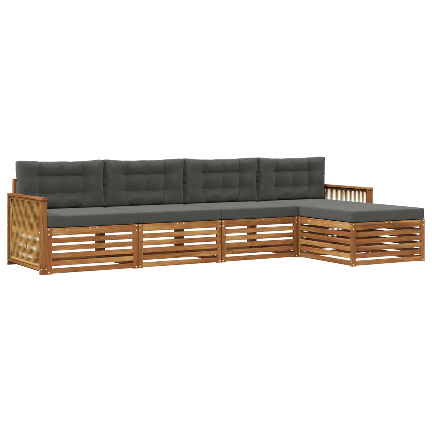 Outdoor-Sofagarnitur mit Kissen 5 pcs Natur und Anthrazit