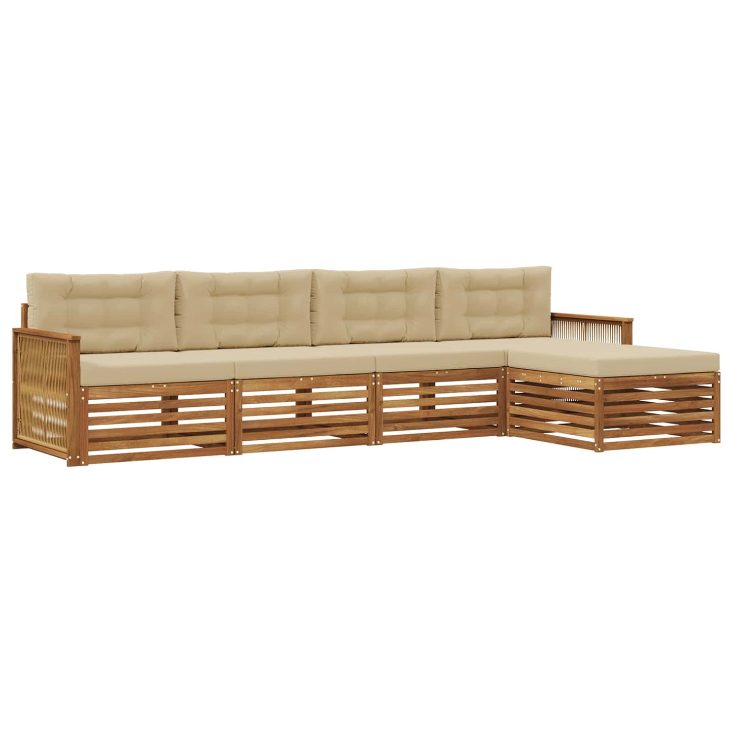 Outdoor-Sofagarnitur mit Kissen 5 pcs Natur und Beige
