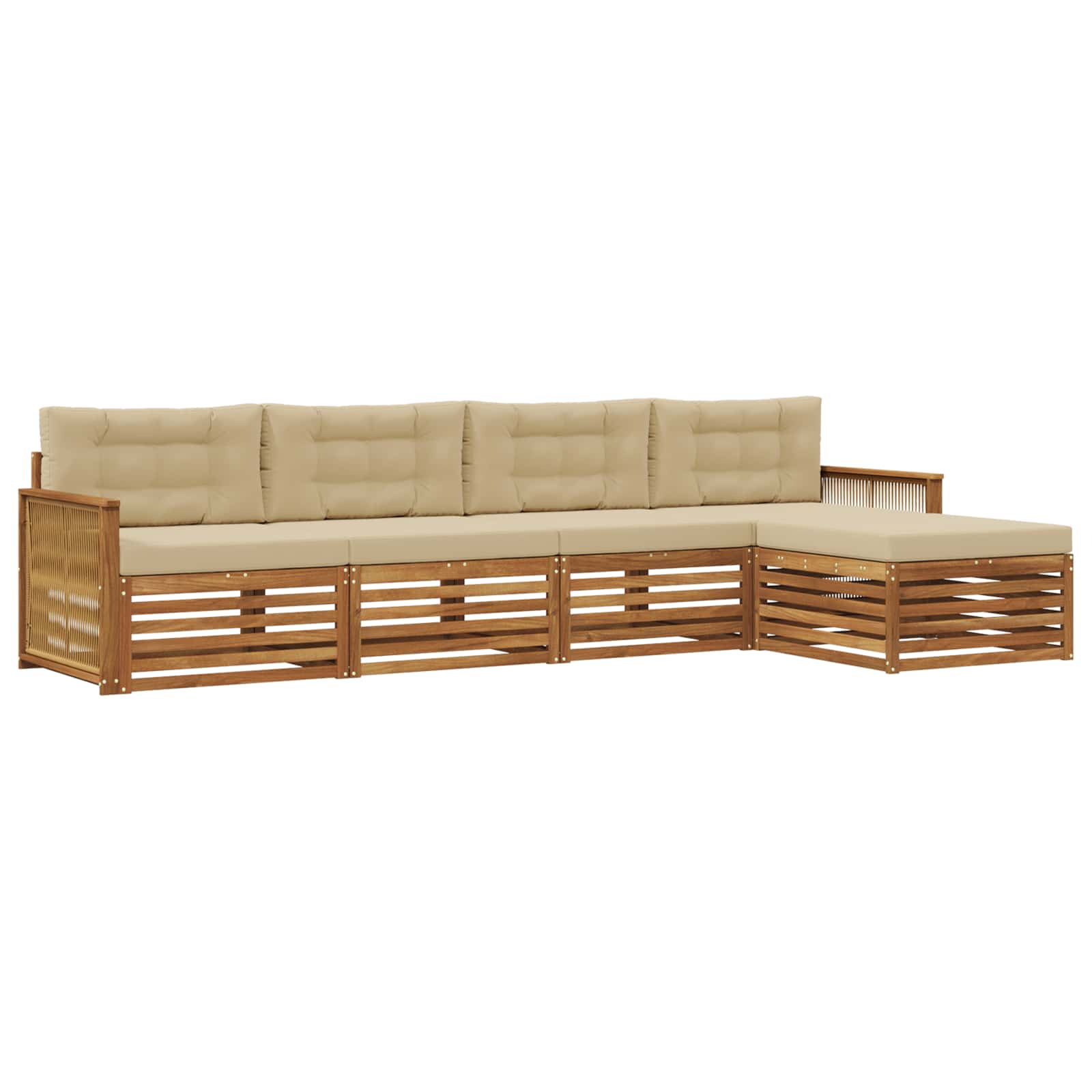 Outdoor-Sofagarnitur mit Kissen 5 pcs Natur und Beige