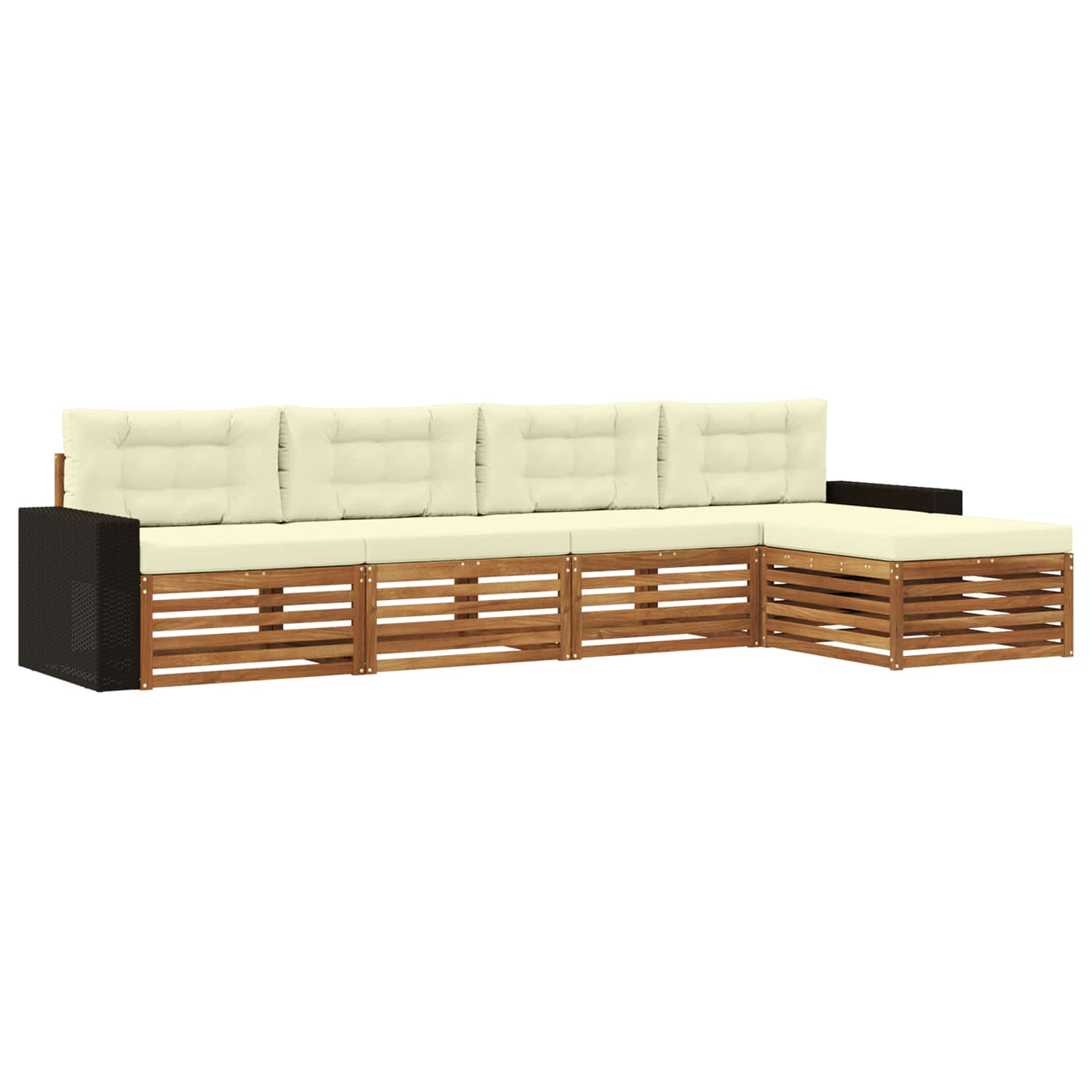 Outdoor-Sofagarnitur 5 stk. Natur und Creme Polyester