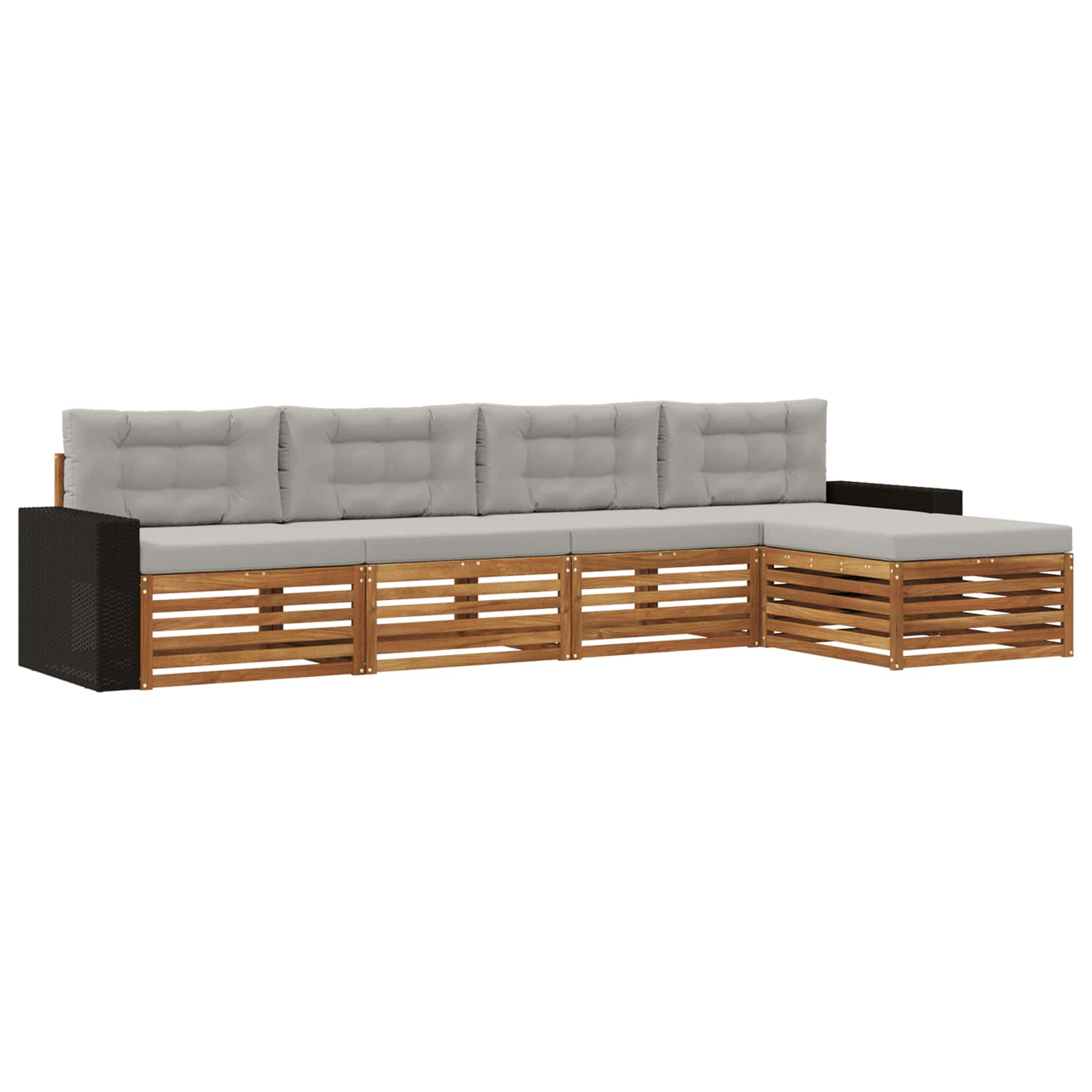 Outdoor-Sofagarnitur 5 pcs Natürlich und Hellgrau Polyester