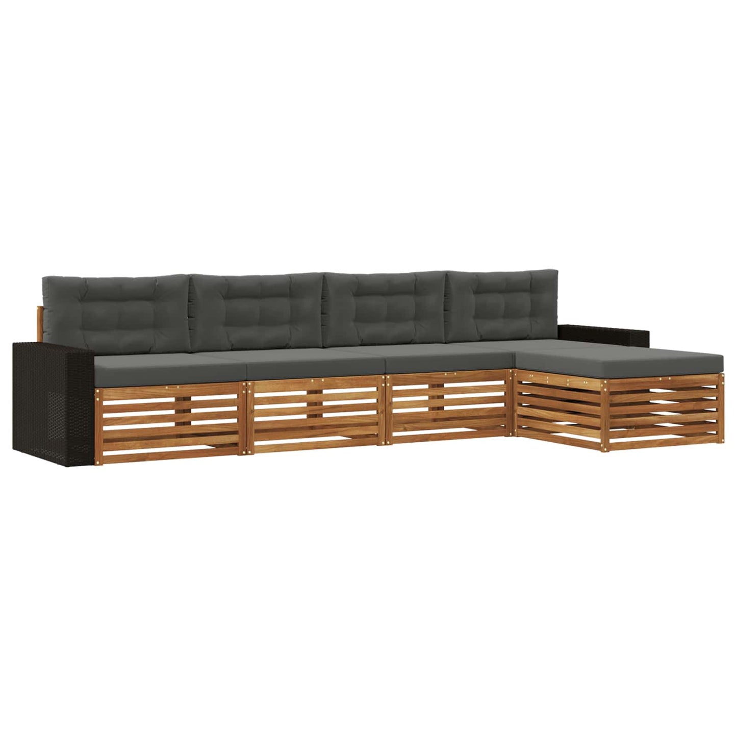 Outdoor-Sofagarnitur 5 pcs Natur und Anthrazit Polyester