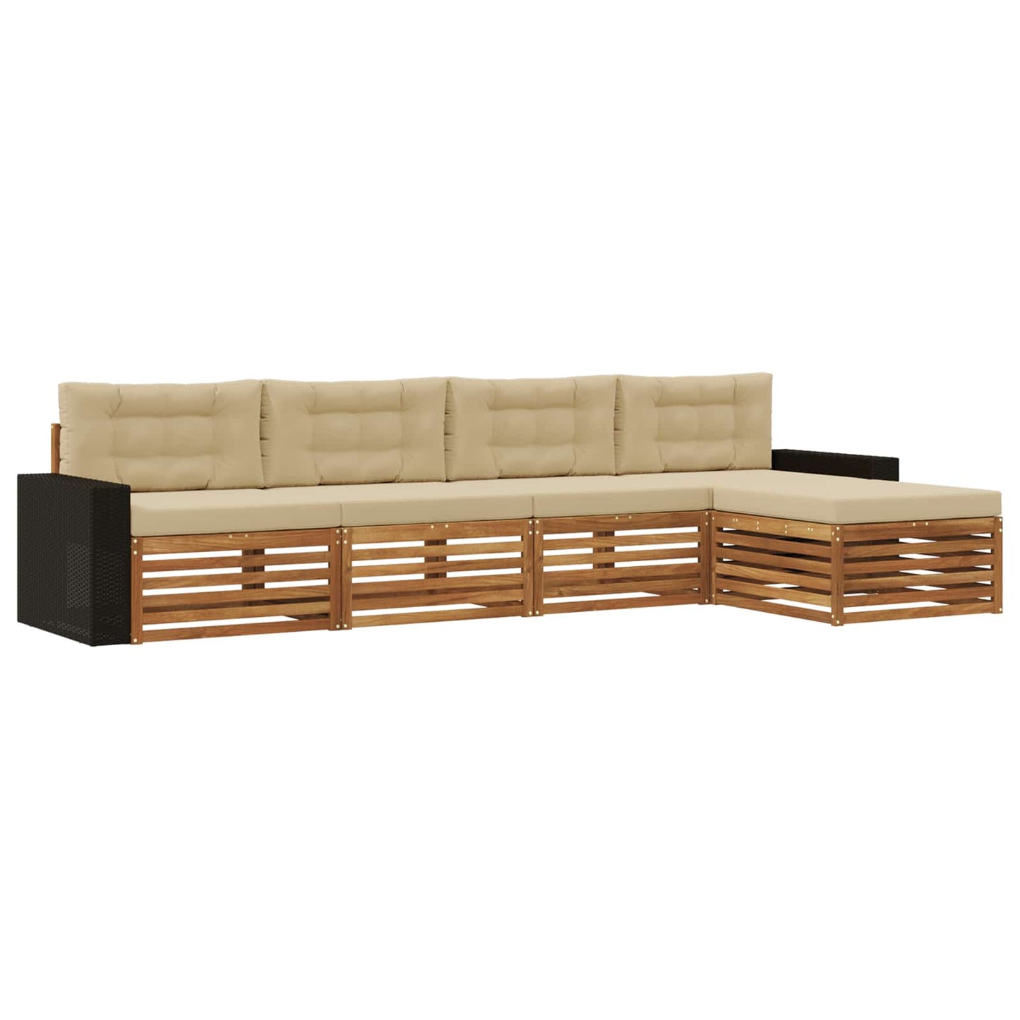 Outdoor-Sofagarnitur mit Kissen 5 pcs Natur und Beige Polyester